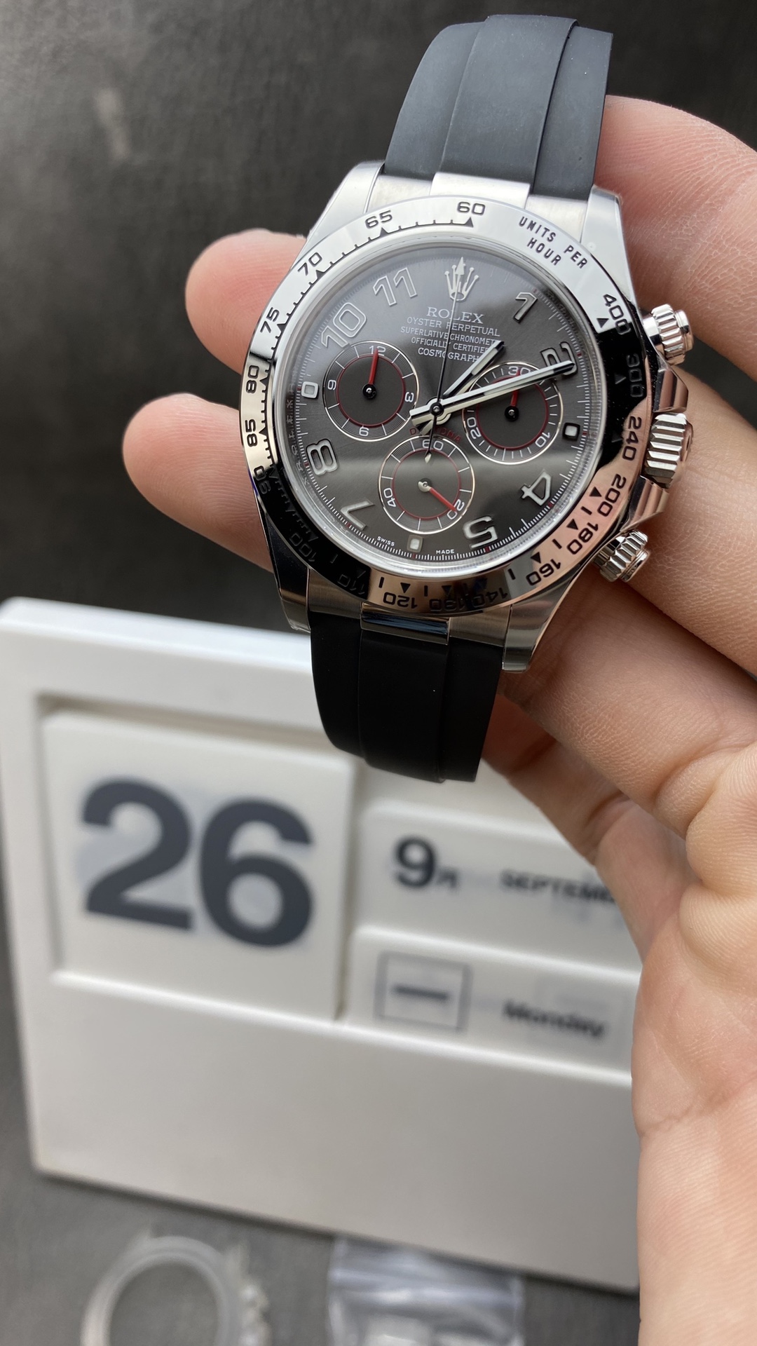 Victory Factory Watch Daytona 116509 Super Clone Edition 904L SS Case Gray Dial on Rubber Strap SA4130 V2 Clean Factory Watch Daytona 116509 Super Clone Edition 904L SS Case Gray Dial on Rubber Strap SA4130 V2