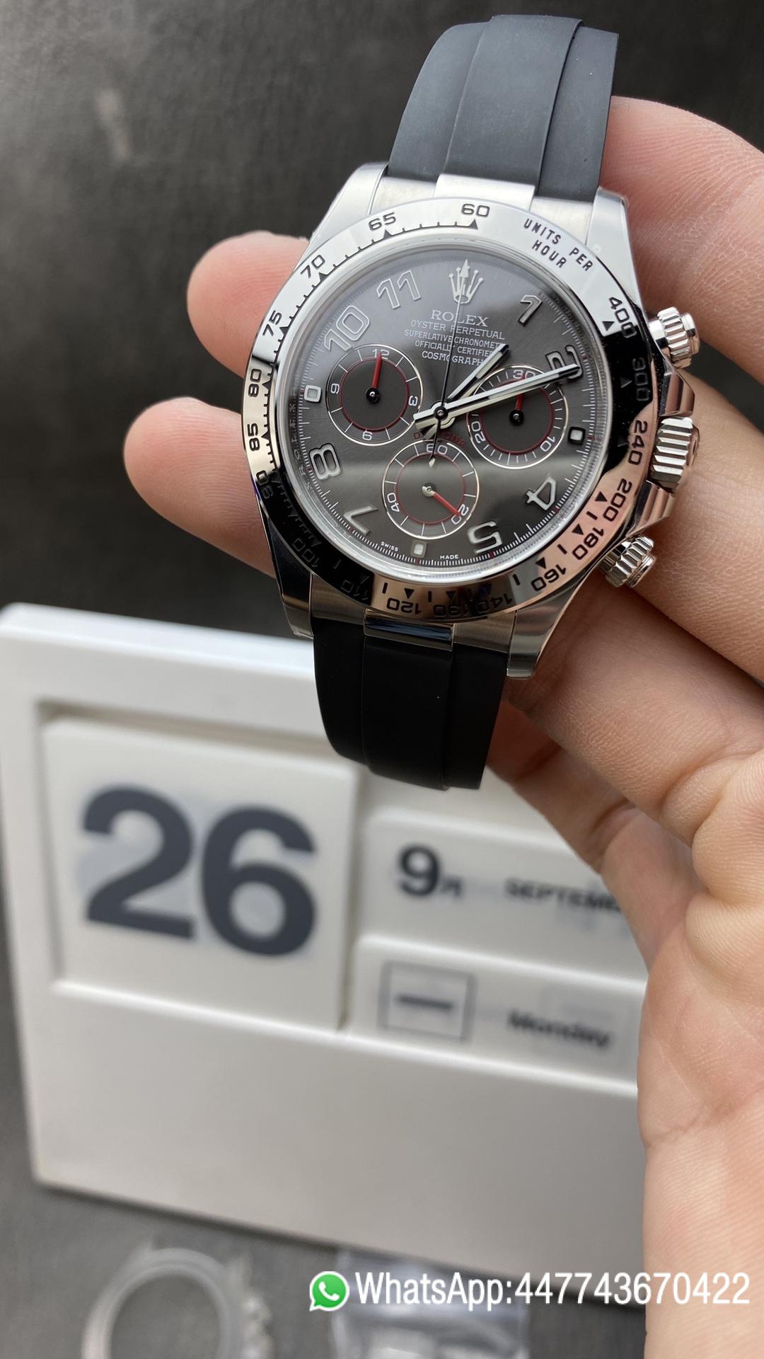 Victory Factory Watch Daytona 116509 Super Clone Edition 904L SS Case Gray Dial on Rubber Strap SA4130 V2 Clean Factory Watch Daytona 116509 Super Clone Edition 904L SS Case Gray Dial on Rubber Strap SA4130 V2