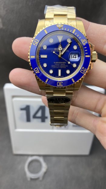 Clean Factory Rolex Submariner 116618LB Blue Dial Ceramic Bezel Yellow Gold Plated Case Oyster Bracelet VS3135 Movement