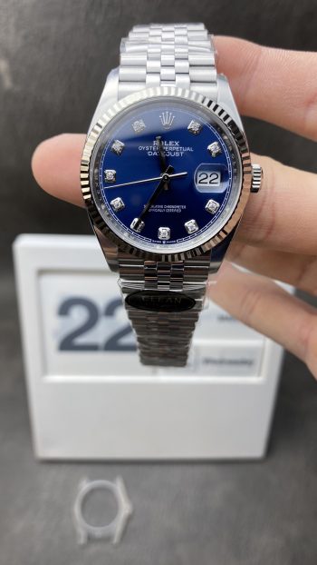 Clean Factory Sito Ufficiale Rolex DateJust 36mm 126234 904L Steel Blue Dial with Diamonds Markers on Jubilee Bracelet VR3235 Movement