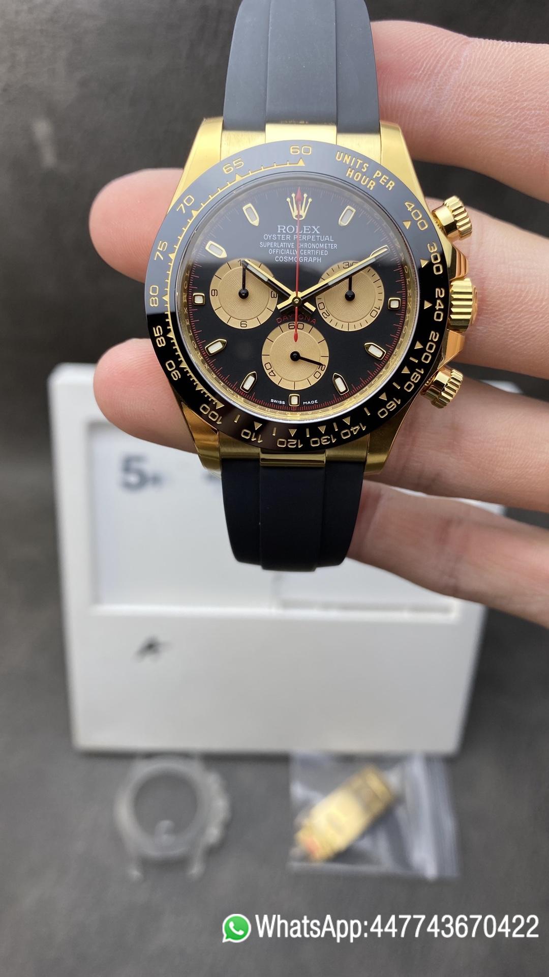 Victory Factory Watch Daytona 116518 Best Edition Paul Newman Black Dial Yellow Gold Sub Dial Black Oysterflex Rubber Strap SA4130 Clean Factory Watch Daytona 116518 Best Edition Paul Newman Black Dial Yellow Gold Sub Dial Black Oysterflex Rubber Strap SA4130