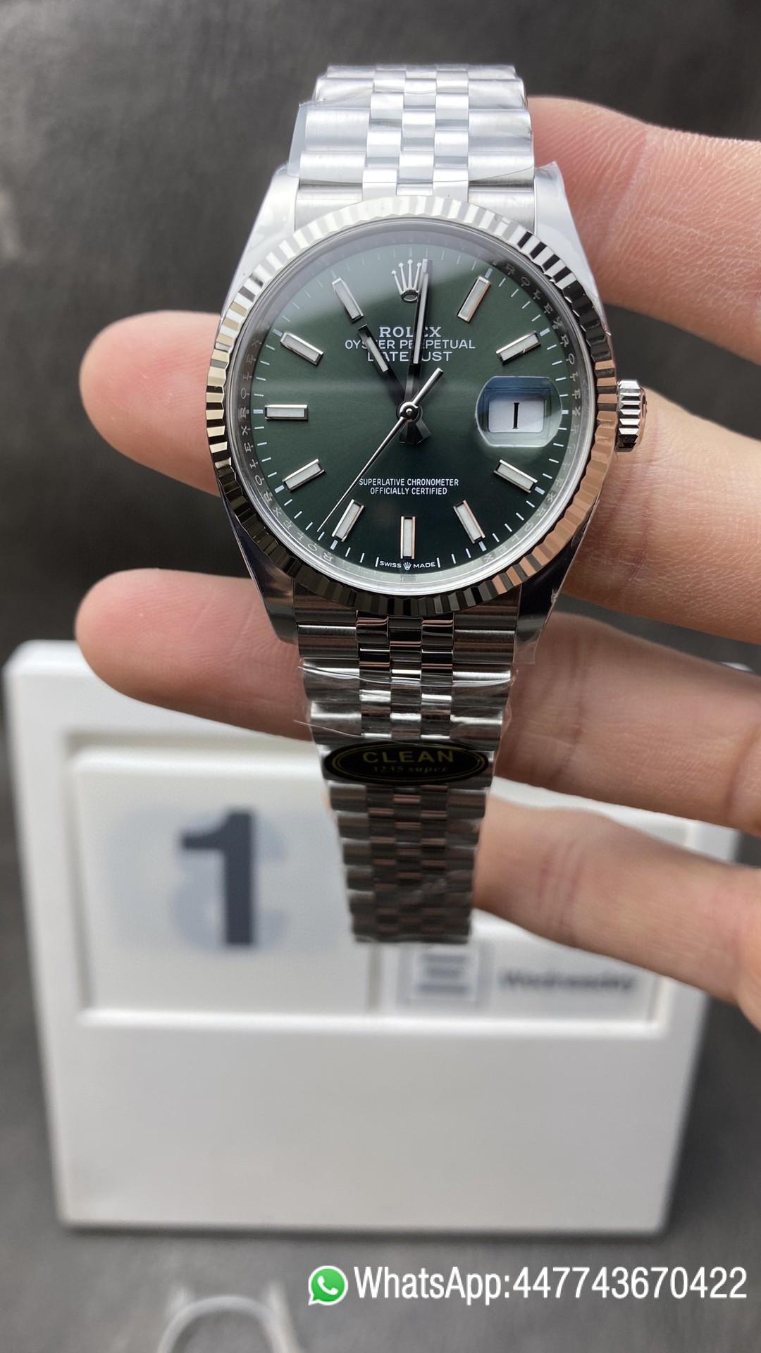 Victory Factory Rolex Datejust 36 126234 Olive Green Dial 904L Steel Case Jubilee Bracelet 3235 Movement Clean Factory Rolex Datejust 36 126234 Olive Green Dial 904L Steel Case Jubilee Bracelet 3235 Movement