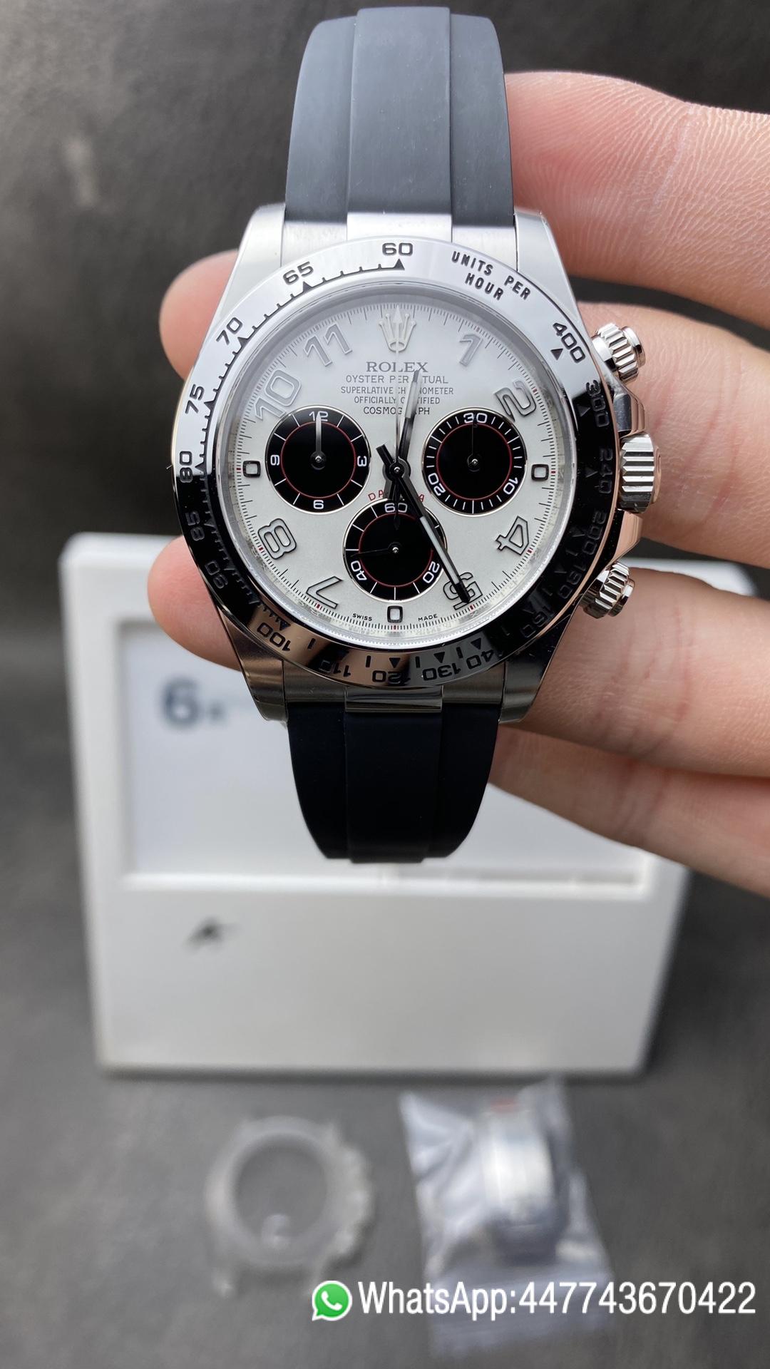 Victory Factory Watch CF Panda Daytona 116509 Best Edition White Dial Nember Markers on 904L Steel Case Black Rubber Strap SA4130 Clean Factory Watch CF Panda Daytona 116509 Best Edition White Dial Nember Markers on 904L Steel Case Black Rubber Strap SA4130