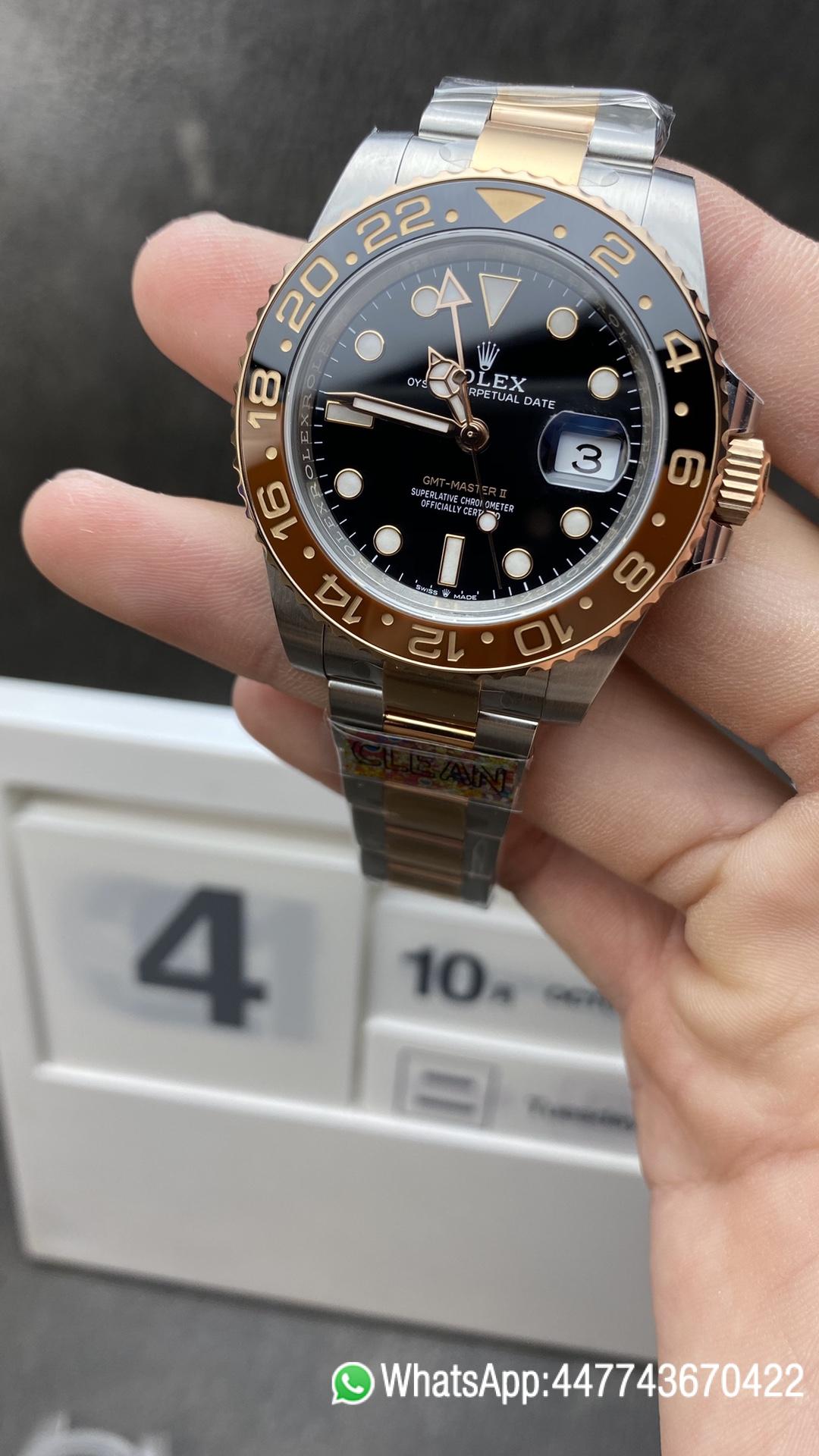 Victory Factory Watch Rolex GMT Master II 126711CHNR Black Brown Ceramic Black Dial RG Steel Two Tone Bracelet Super Clone 3285 Movement Clean Factory Watch Rolex GMT Master II 126711CHNR Black Brown Ceramic Black Dial RG Steel Two Tone Bracelet Super Clone 3285 Movement