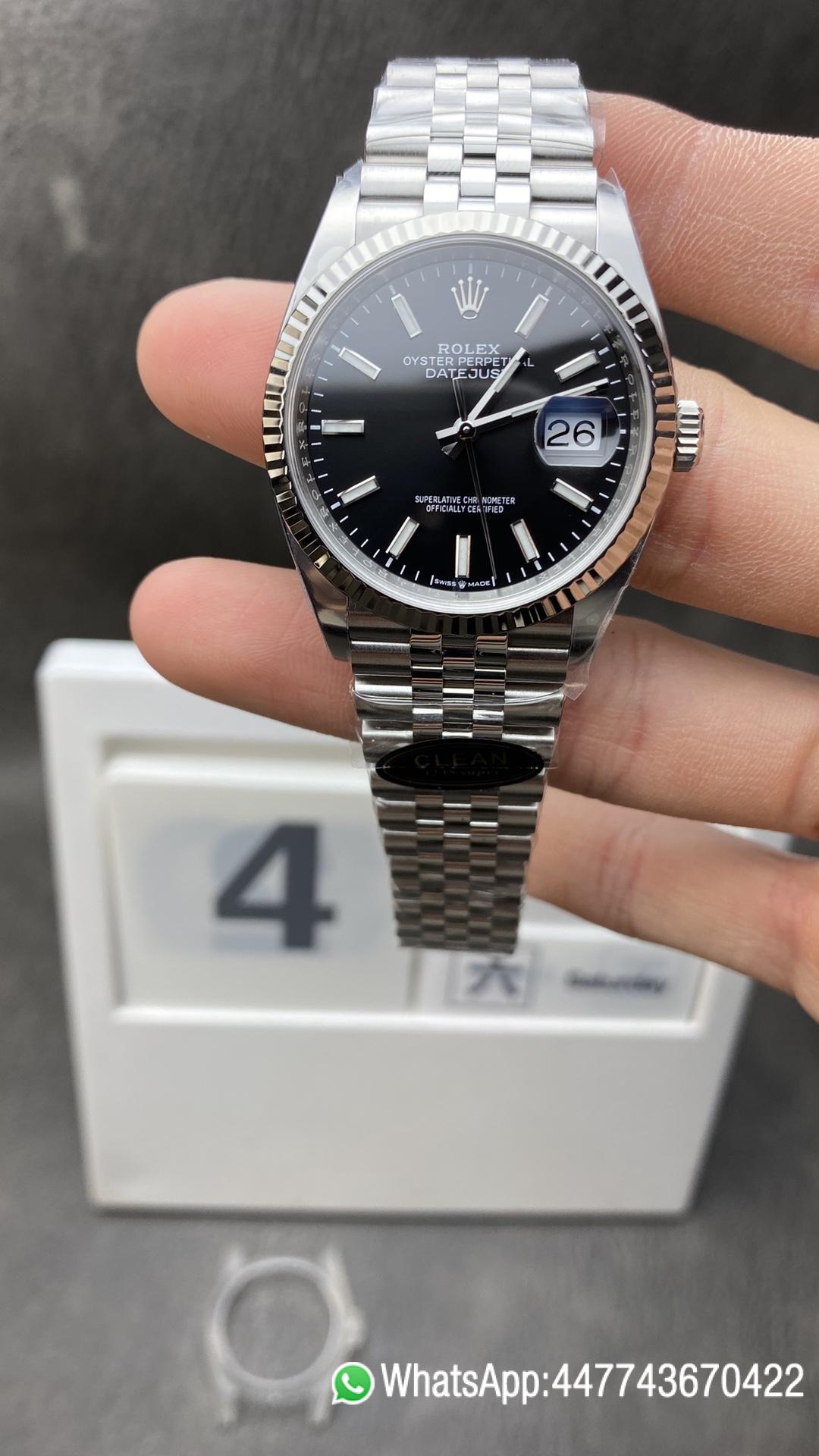 Victory Factory Watches CF DateJust 36mm 126234 904L Oystersteel Black Dial with Stick Markers on Jubilee Bracelet VR3235 Movement Clean Factory Watches CF DateJust 36mm 126234 904L Oystersteel Black Dial with Stick Markers on Jubilee Bracelet VR3235 Movement