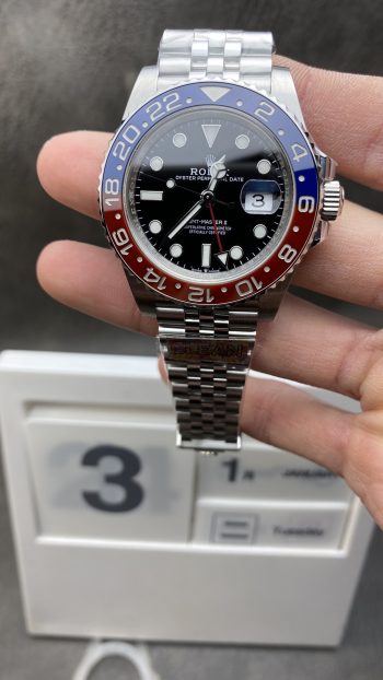 Clean Watch Factory Rolex Pepsi GMT Master II 126710BLRO Blue Black Ceramic Bezel Black Dial 904L Oystersteel Jubilee Bracelet SA3285 Movement