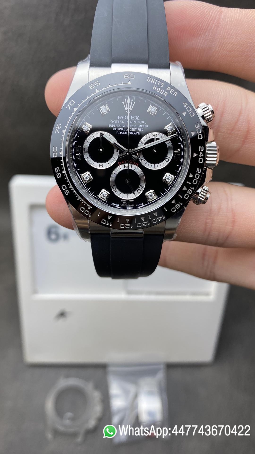 Victory Factory Daytoan 116519LN Black Diamond Set Dial Super Clone Swiss 4130 Movement Black Rubber Strap Clean Factory Daytoan 116519LN Black Diamond Set Dial Super Clone Swiss 4130 Movement Black Rubber Strap