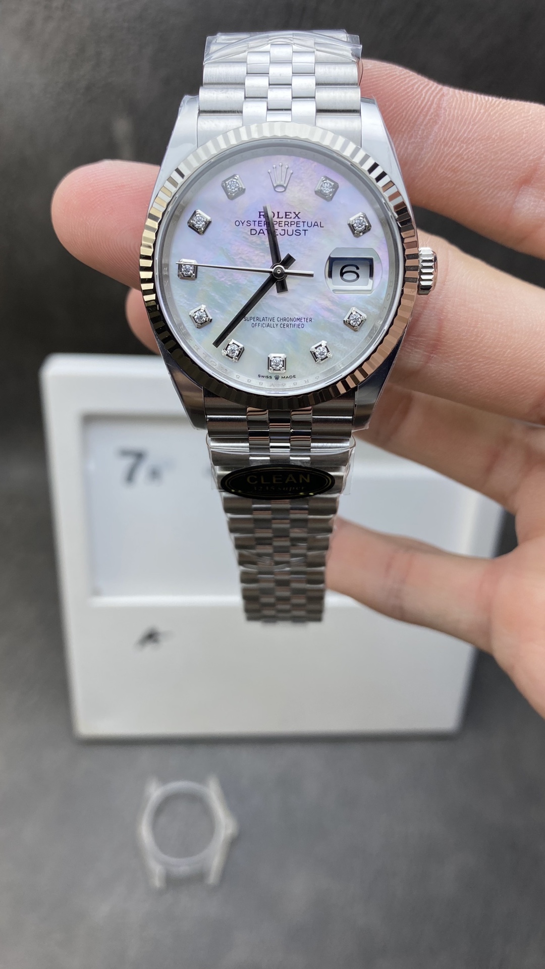 Victory Factory Rolex DateJust 36 126234 White Mother of Pearl Set Diamonds Dial 904L Steel on Jubilee Bracelet VR3235 Clean Factory Rolex DateJust 36 126234 White Mother of Pearl Set Diamonds Dial 904L Steel on Jubilee Bracelet VR3235