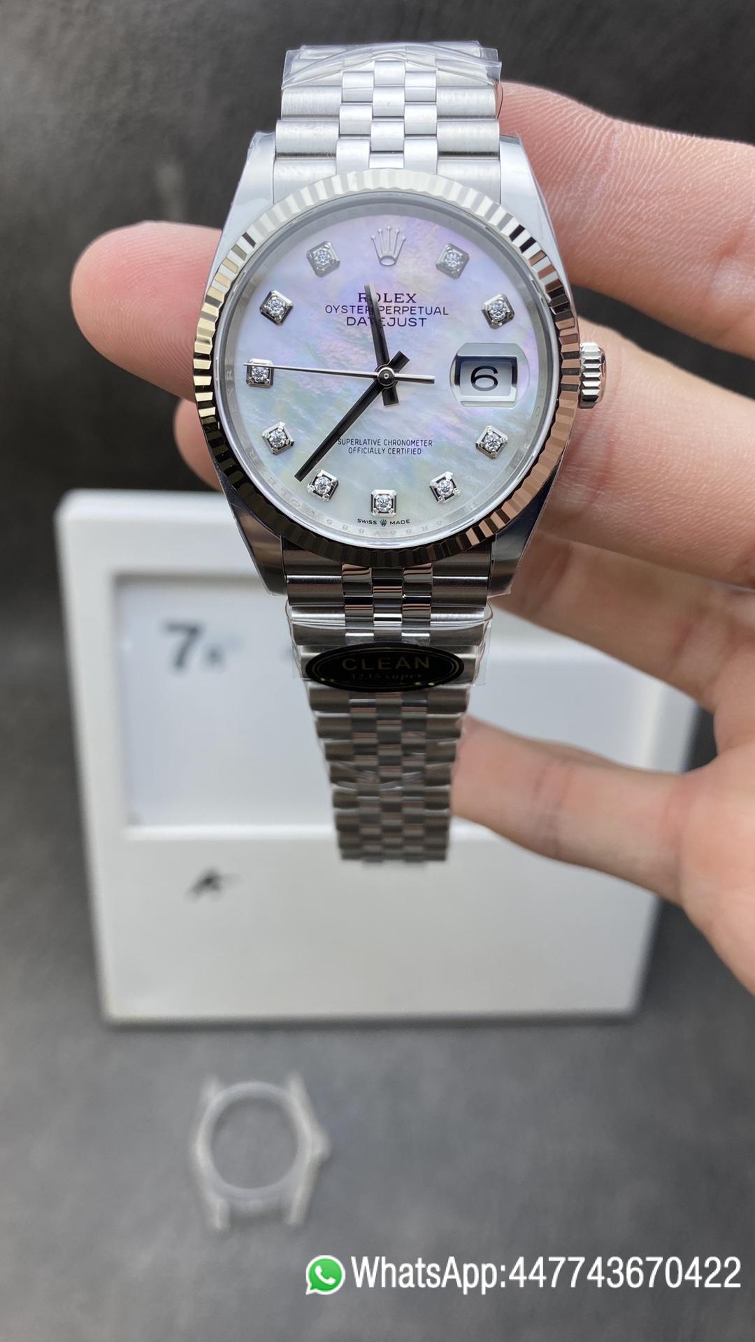 Victory Factory Rolex DateJust 36 126234 White Mother of Pearl Set Diamonds Dial 904L Steel on Jubilee Bracelet VR3235 Clean Factory Rolex DateJust 36 126234 White Mother of Pearl Set Diamonds Dial 904L Steel on Jubilee Bracelet VR3235