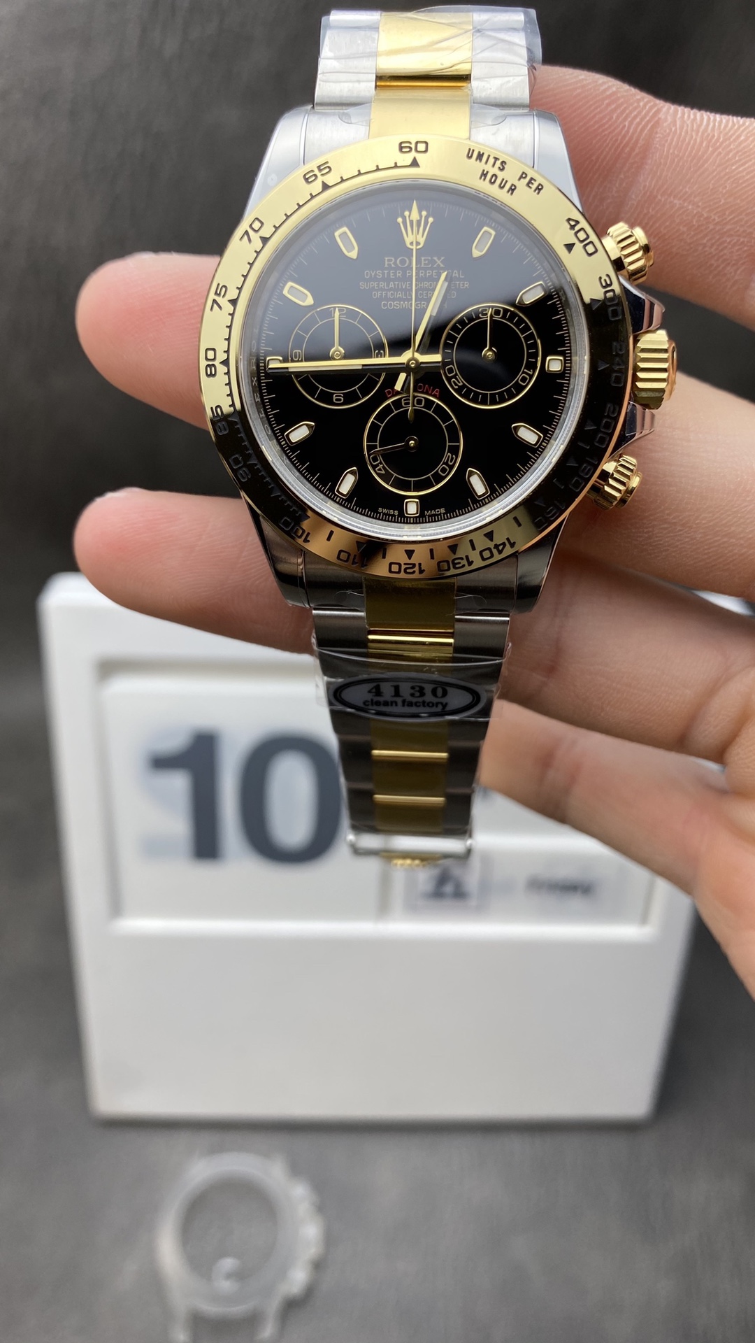 Victory Factory Watches Rolex Daytona 116503 Plate 18K Yellow Gold Case Black Dial on Gold Steel Two Tone Bracelet SA4130 Movement Clean Factory Watches Rolex Daytona 116503 Plate 18K Yellow Gold Case Black Dial on Gold Steel Two Tone Bracelet SA4130 Movement