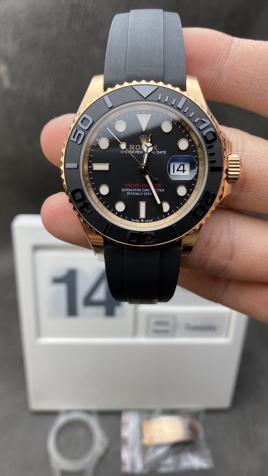 Victory Factory Watch Rolex Yacht Master 126655 Rose Gold Case Black Dial 3D Ceramic Bezel on Oysterflex Strap VR3235 Clean Factory Watch Rolex Yacht Master 126655 Rose Gold Case Black Dial 3D Ceramic Bezel on Oysterflex Strap VR3235