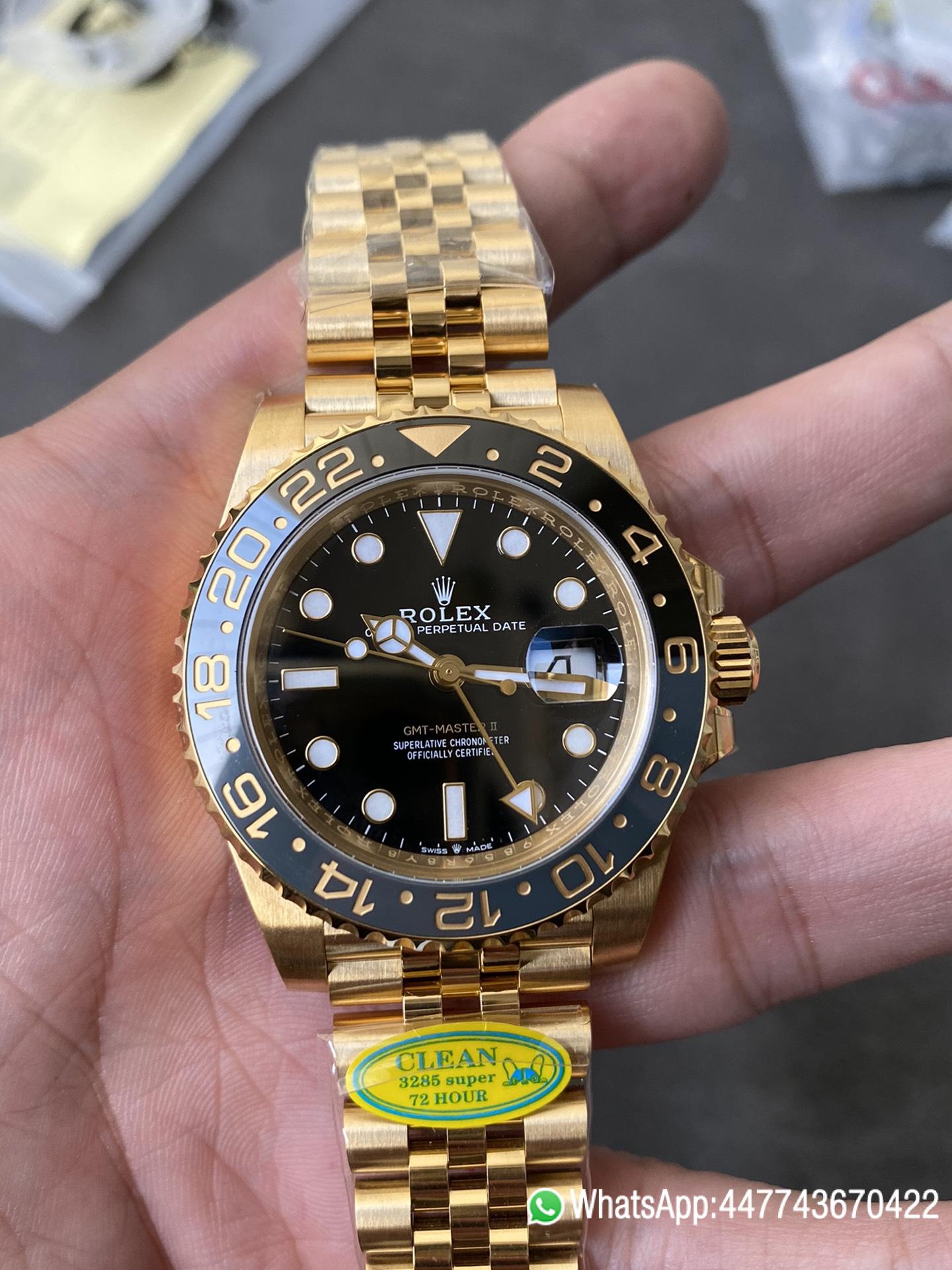 CF Rolex Victory Factory GMT Master II 126718GRNR Full Yellow Gold Black Grey Bezel Black Dial Jubilee Bracelet DD3285 Movement 02 CF Rolex Clean Factory GMT Master II 126718GRNR Full Yellow Gold Black Grey Bezel Black Dial Jubilee Bracelet DD3285 Movement 02