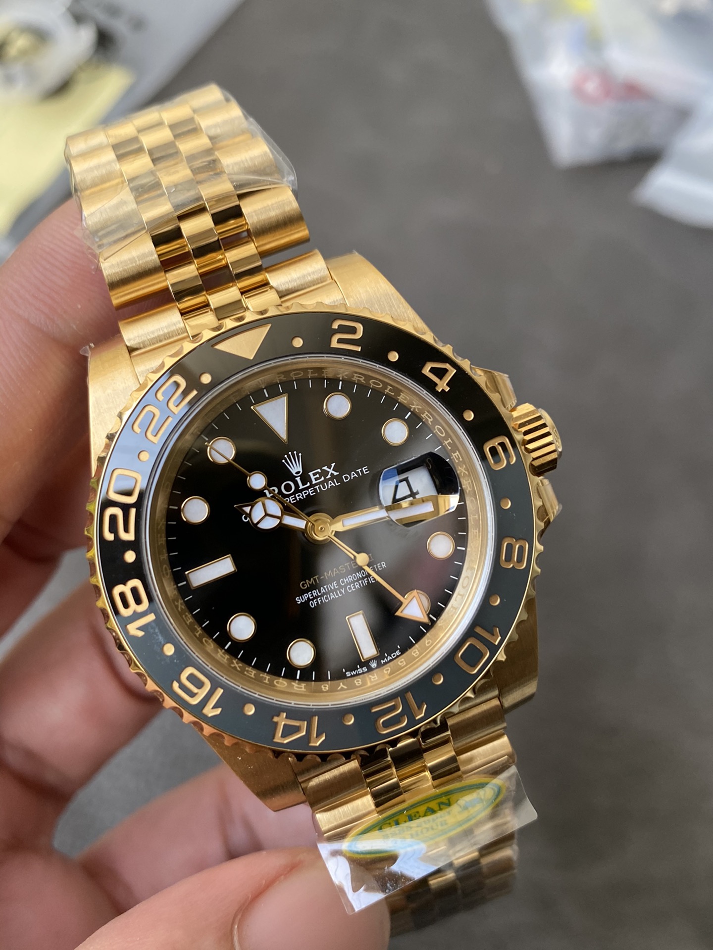 CF Rolex Victory Factory GMT Master II 126718GRNR Full Yellow Gold Black Grey Bezel Black Dial Jubilee Bracelet DD3285 Movement 03 CF Rolex Clean Factory GMT Master II 126718GRNR Full Yellow Gold Black Grey Bezel Black Dial Jubilee Bracelet DD3285 Movement 03