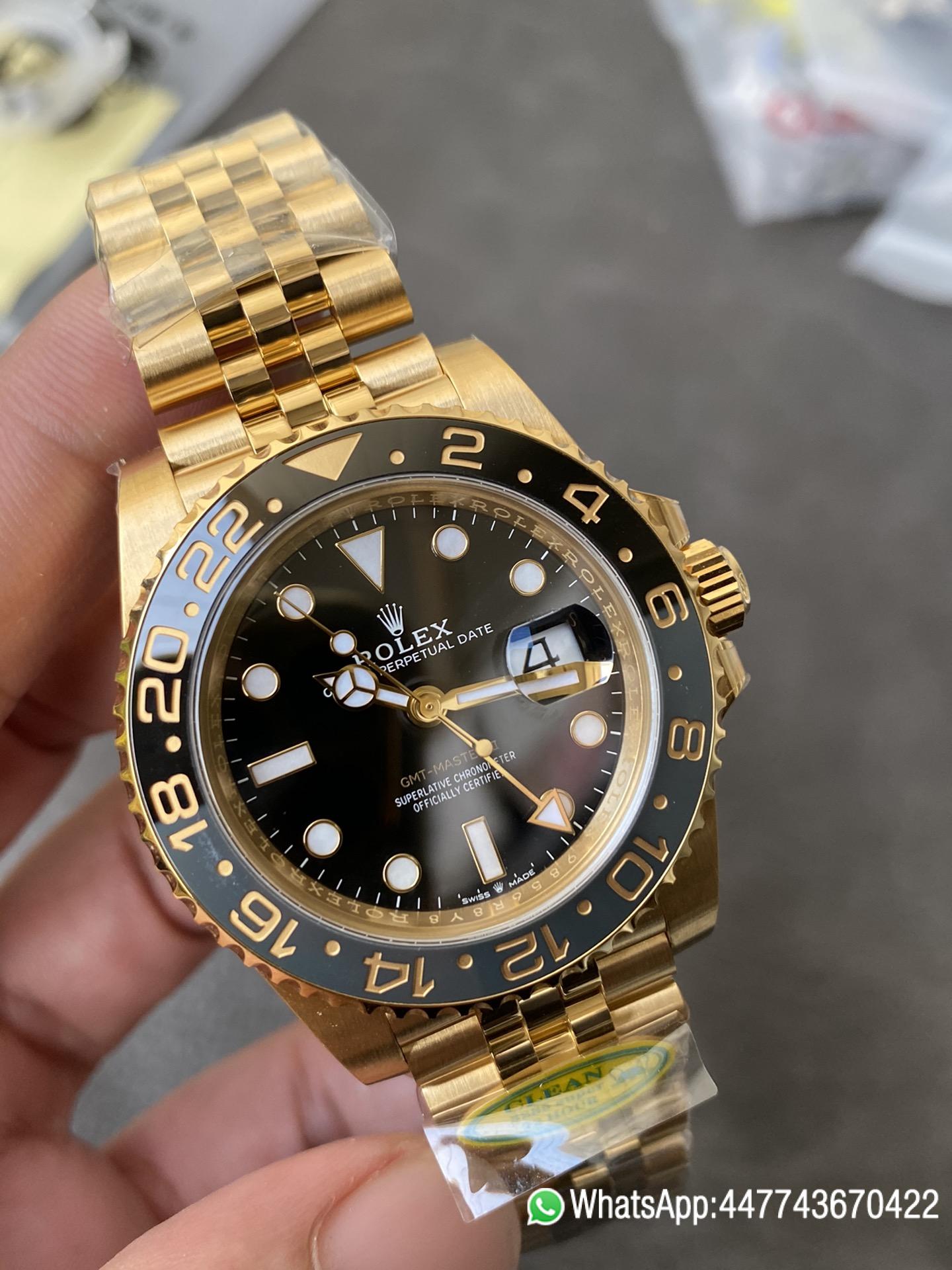 CF Rolex Victory Factory GMT Master II 126718GRNR Full Yellow Gold Black Grey Bezel Black Dial Jubilee Bracelet DD3285 Movement 03 CF Rolex Clean Factory GMT Master II 126718GRNR Full Yellow Gold Black Grey Bezel Black Dial Jubilee Bracelet DD3285 Movement 03