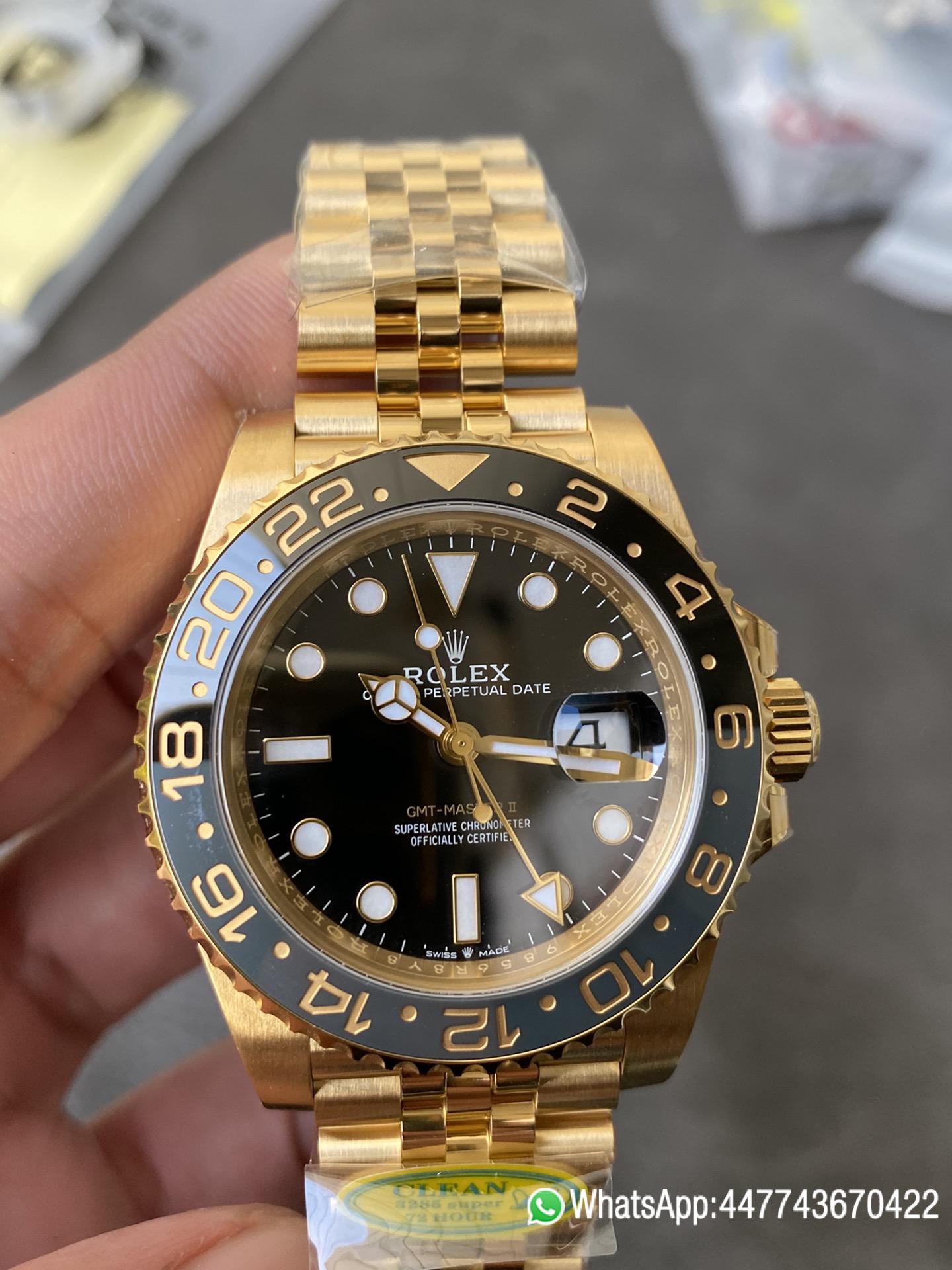 CF Rolex Victory Factory GMT Master II 126718GRNR Full Yellow Gold Black Grey Bezel Black Dial Jubilee Bracelet DD3285 Movement 04 CF Rolex Clean Factory GMT Master II 126718GRNR Full Yellow Gold Black Grey Bezel Black Dial Jubilee Bracelet DD3285 Movement 04