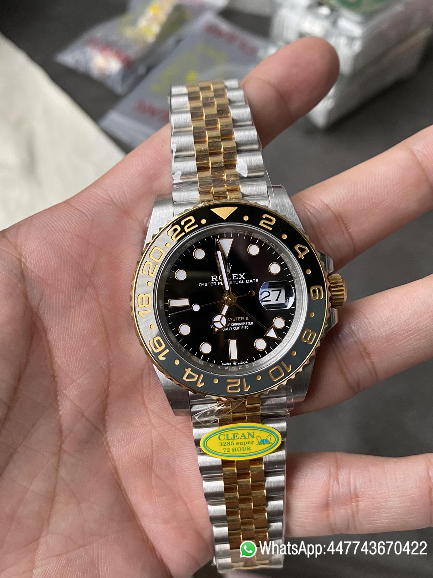 Victory Factory GMT Master II 126713GRNR Oystersteel and Yellow Gold Black and Grey Bezel Black Dial Jubilee Bracelet DD3285 Movement 01 Clean Factory GMT Master II 126713GRNR Oystersteel and Yellow Gold Black and Grey Bezel Black Dial Jubilee Bracelet DD3285 Movement 01