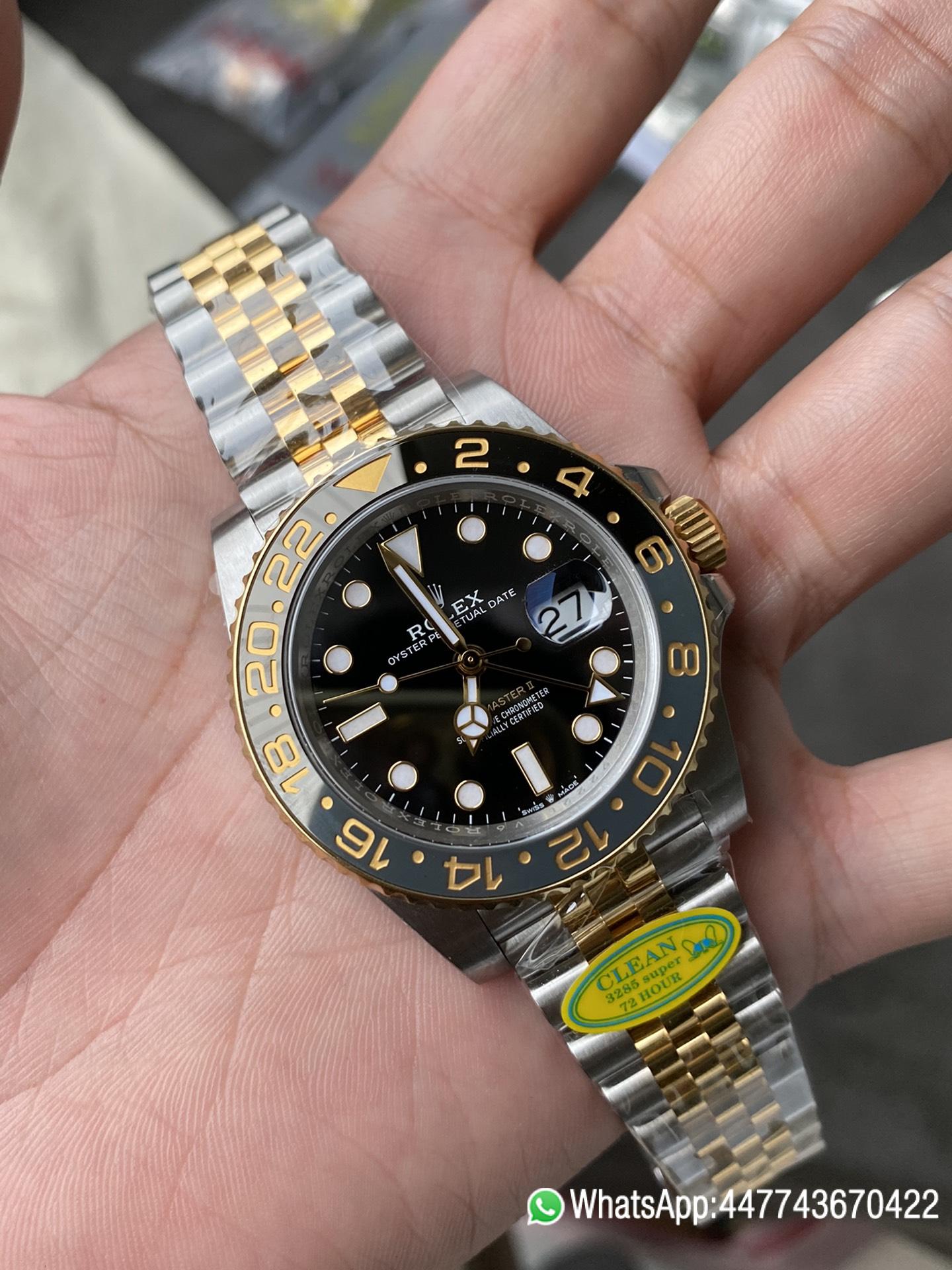 Victory Factory GMT Master II 126713GRNR Oystersteel and Yellow Gold Black and Grey Bezel Black Dial Jubilee Bracelet DD3285 Movement 02 Clean Factory GMT Master II 126713GRNR Oystersteel and Yellow Gold Black and Grey Bezel Black Dial Jubilee Bracelet DD3285 Movement 02