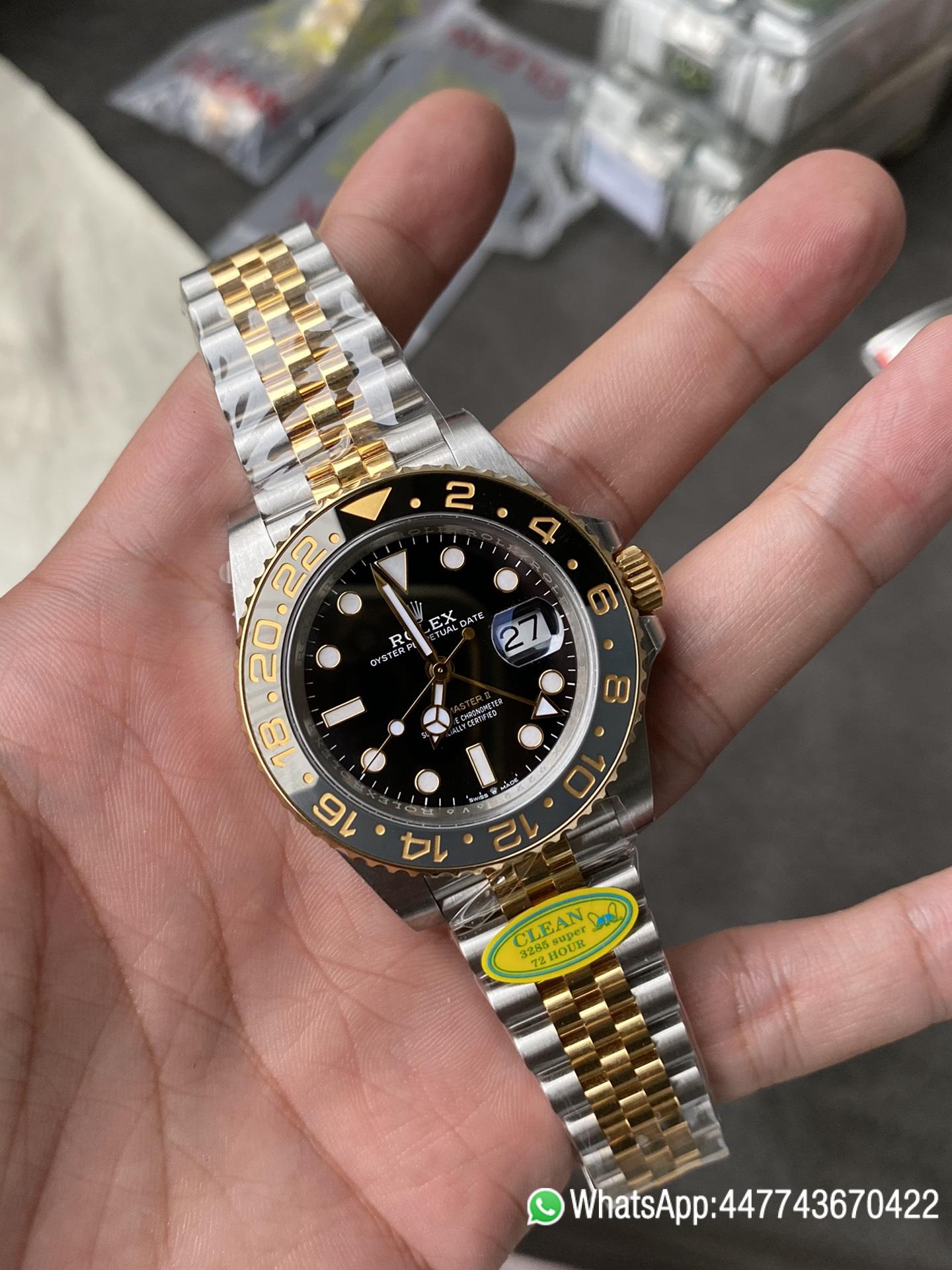 Victory Factory GMT Master II 126713GRNR Oystersteel and Yellow Gold Black and Grey Bezel Black Dial Jubilee Bracelet DD3285 Movement 04 Clean Factory GMT Master II 126713GRNR Oystersteel and Yellow Gold Black and Grey Bezel Black Dial Jubilee Bracelet DD3285 Movement 04