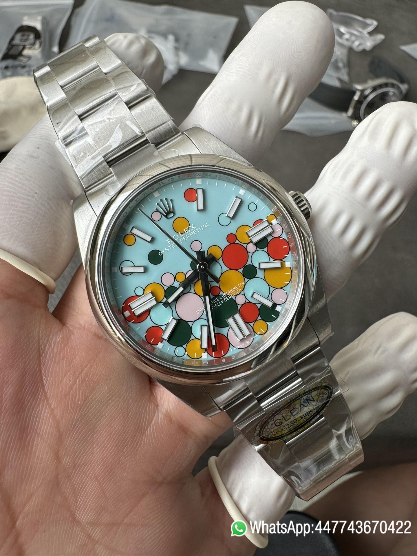 Victory Factory Oyster Perpetual 124300 CF OP Watch 41mm 904L Steel Celebration Dial VR3230 03 Clean Factory Oyster Perpetual 124300 CF OP Watch 41mm 904L Steel Celebration Dial VR3230 03