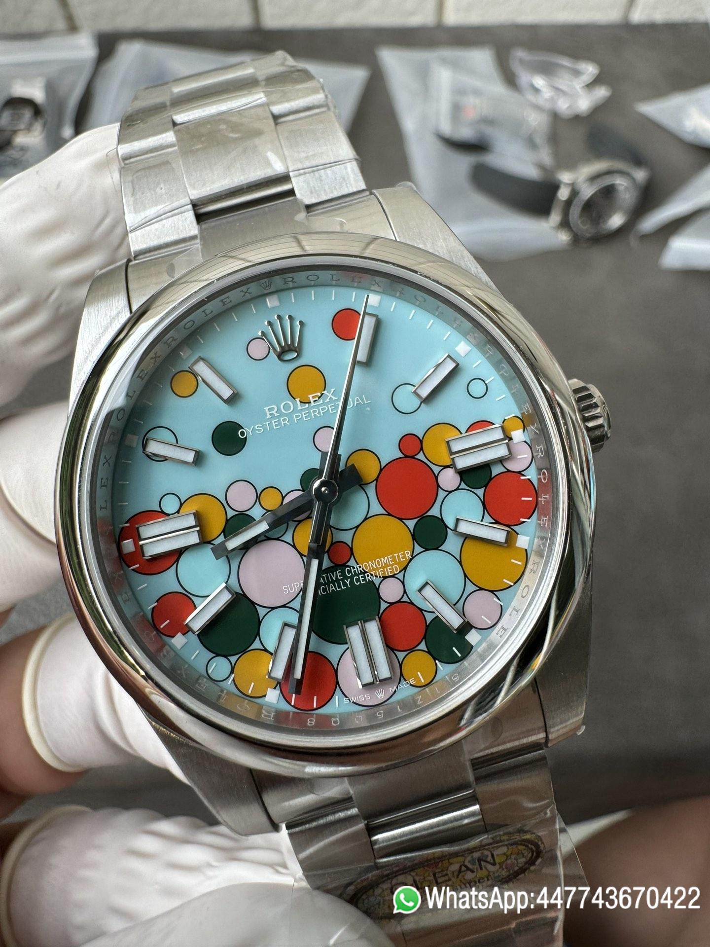 Victory Factory Oyster Perpetual 124300 CF OP Watch 41mm 904L Steel Celebration Dial VR3230 04 Clean Factory Oyster Perpetual 124300 CF OP Watch 41mm 904L Steel Celebration Dial VR3230 04