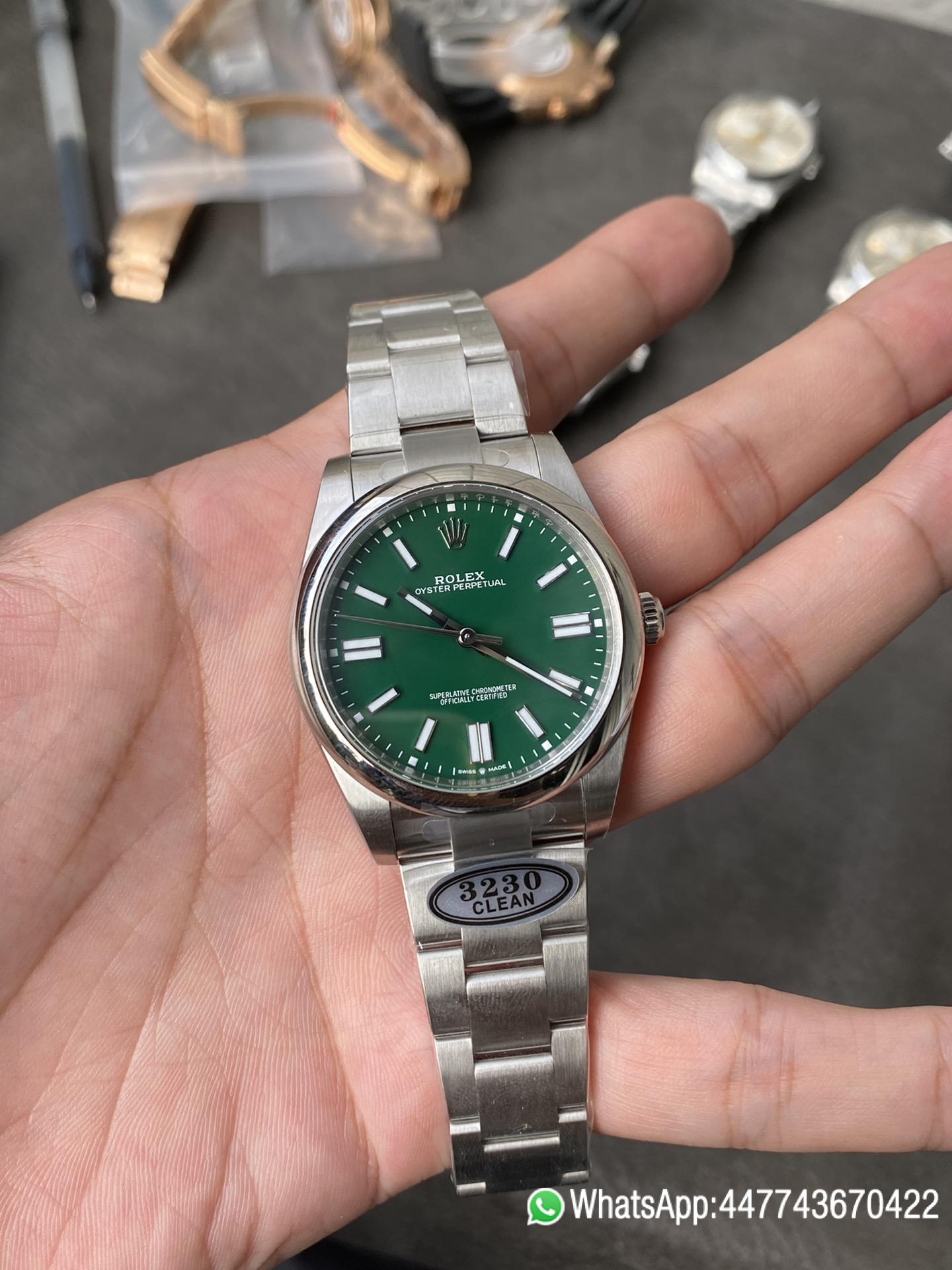 Victory Factory Rolex Oyster Perpetual 124300 CP OP 41mm Green Dial 904L Steel VR3230 Movement 01 Clean Factory Rolex Oyster Perpetual 124300 CP OP 41mm Green Dial 904L Steel VR3230 Movement 01