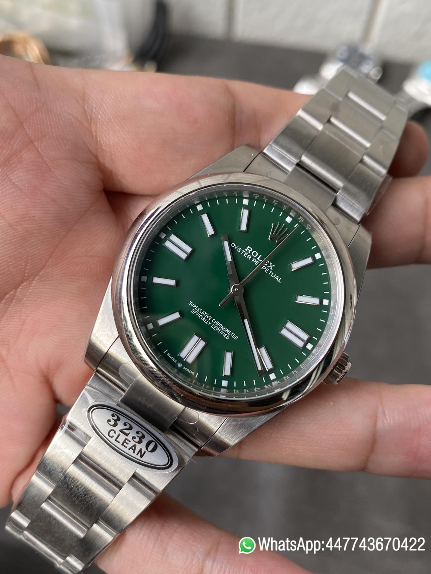 Victory Factory Rolex Oyster Perpetual 124300 CP OP 41mm Green Dial 904L Steel VR3230 Movement 04 Clean Factory Rolex Oyster Perpetual 124300 CP OP 41mm Green Dial 904L Steel VR3230 Movement 04