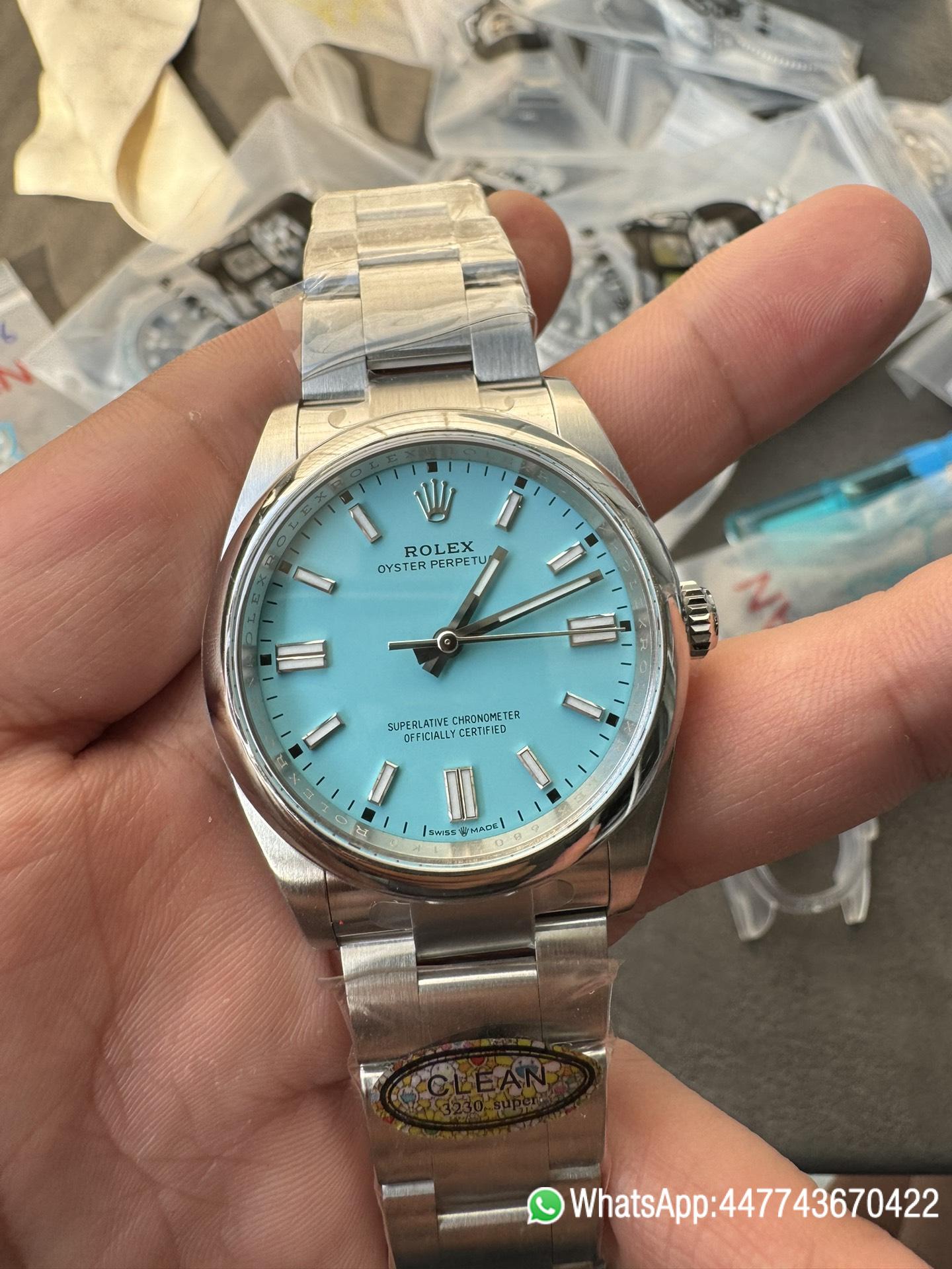 Victory Factory Rolex Oyster Perpetual 126000 36mm Tiffany Blue Dial 904L Steel VR3230 CF OP 02 Clean Factory Rolex Oyster Perpetual 126000 36mm Tiffany Blue Dial 904L Steel VR3230 CF OP 02