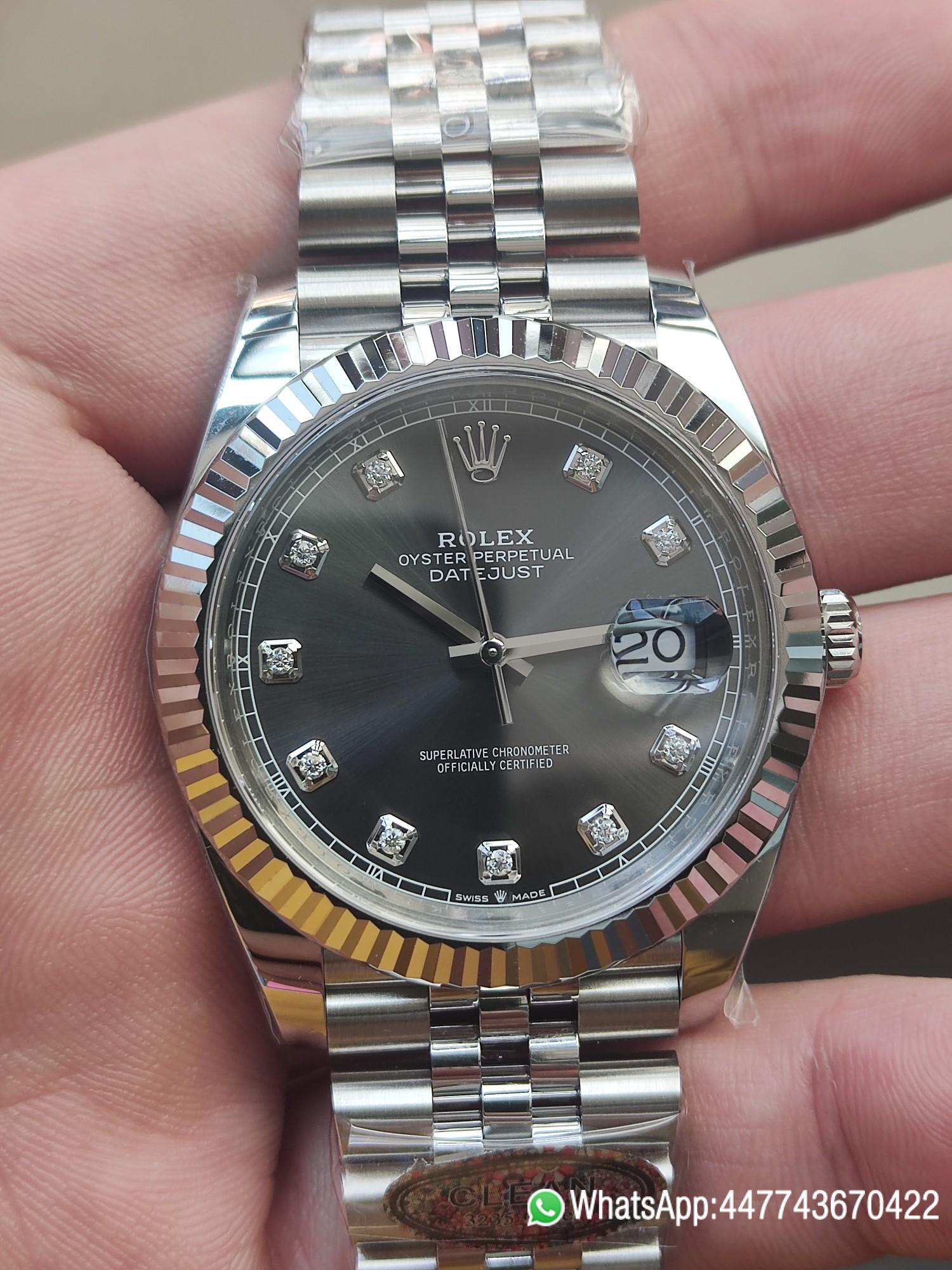 Victory Factory Watch CF DateJust 41mm 126334 904L Steel Grey Dial with Diamonds Markers on Jubilee Bracelet VR3235 Movement 01 Clean Factory Watch CF DateJust 41mm 126334 904L Steel Grey Dial with Diamonds Markers on Jubilee Bracelet VR3235 Movement 01