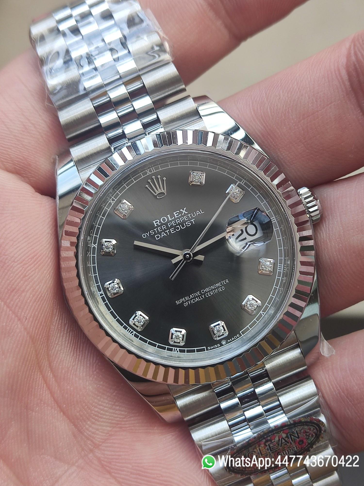 Victory Factory Watch CF DateJust 41mm 126334 904L Steel Grey Dial with Diamonds Markers on Jubilee Bracelet VR3235 Movement 03 Clean Factory Watch CF DateJust 41mm 126334 904L Steel Grey Dial with Diamonds Markers on Jubilee Bracelet VR3235 Movement 03