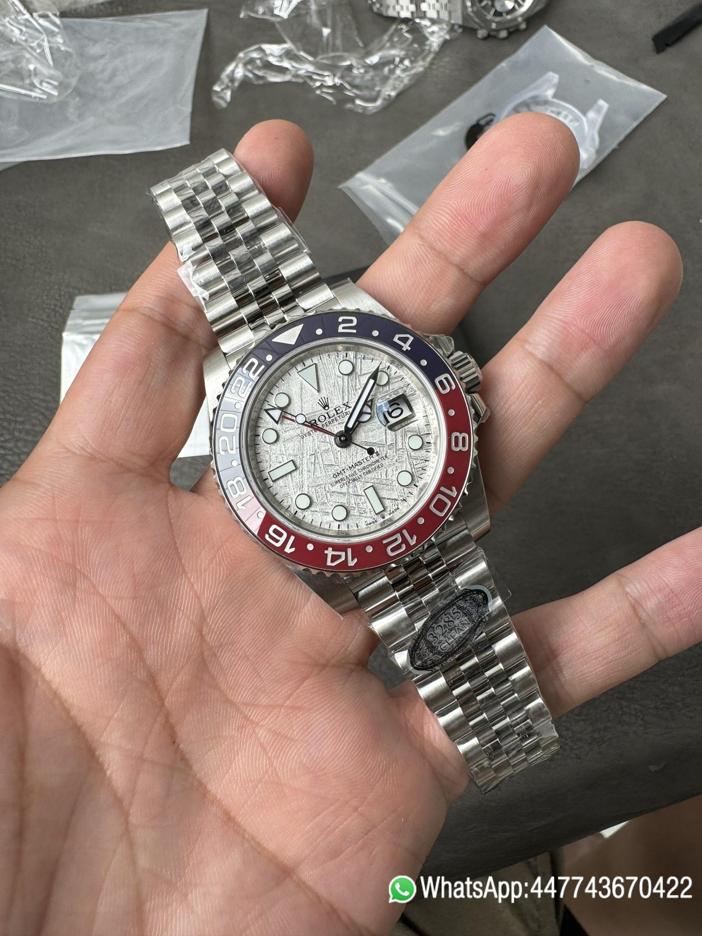 Victory Factory Watches GMT Master II 126719 BLRO Blue Red Ceramic Bezel Meteorite Dial Deep Sapphire Crystal DD3285 01 Clean Factory Watches GMT Master II 126719 BLRO Blue Red Ceramic Bezel Meteorite Dial Deep Sapphire Crystal DD3285 01