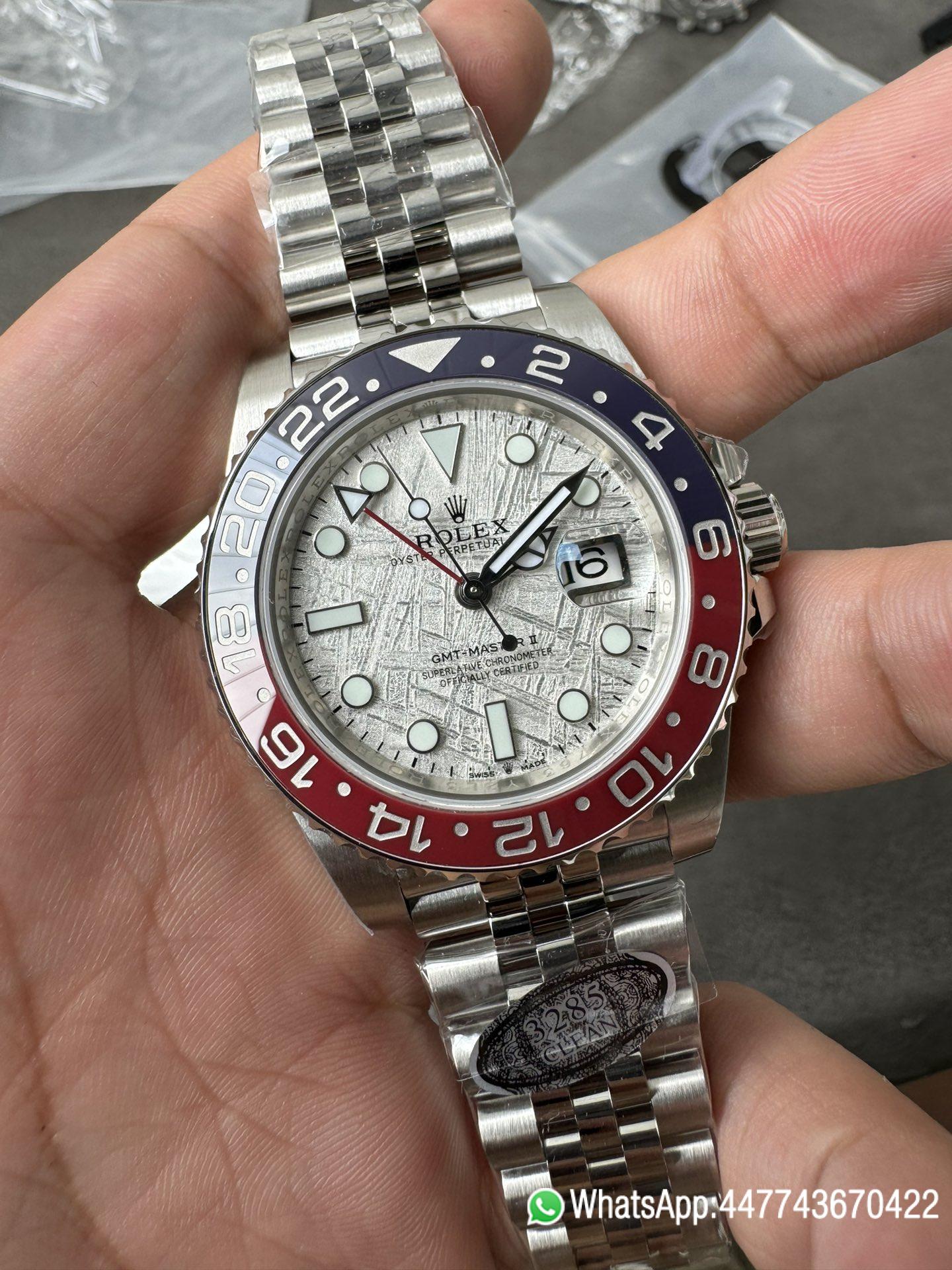 Victory Factory Watches GMT Master II 126719 BLRO Blue Red Ceramic Bezel Meteorite Dial Deep Sapphire Crystal DD3285 02 Clean Factory Watches GMT Master II 126719 BLRO Blue Red Ceramic Bezel Meteorite Dial Deep Sapphire Crystal DD3285 02