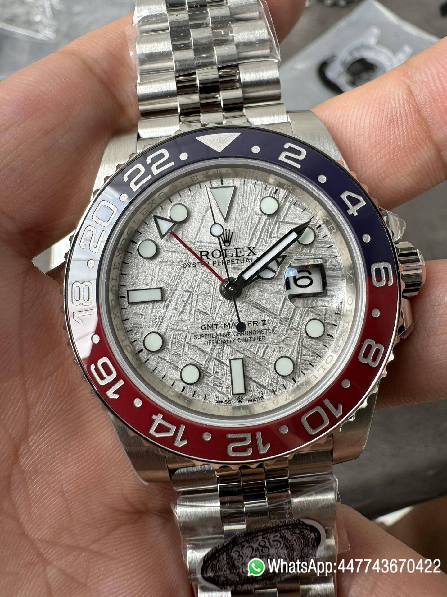 Victory Factory Watches GMT Master II 126719 BLRO Blue Red Ceramic Bezel Meteorite Dial Deep Sapphire Crystal DD3285 03 Clean Factory Watches GMT Master II 126719 BLRO Blue Red Ceramic Bezel Meteorite Dial Deep Sapphire Crystal DD3285 03