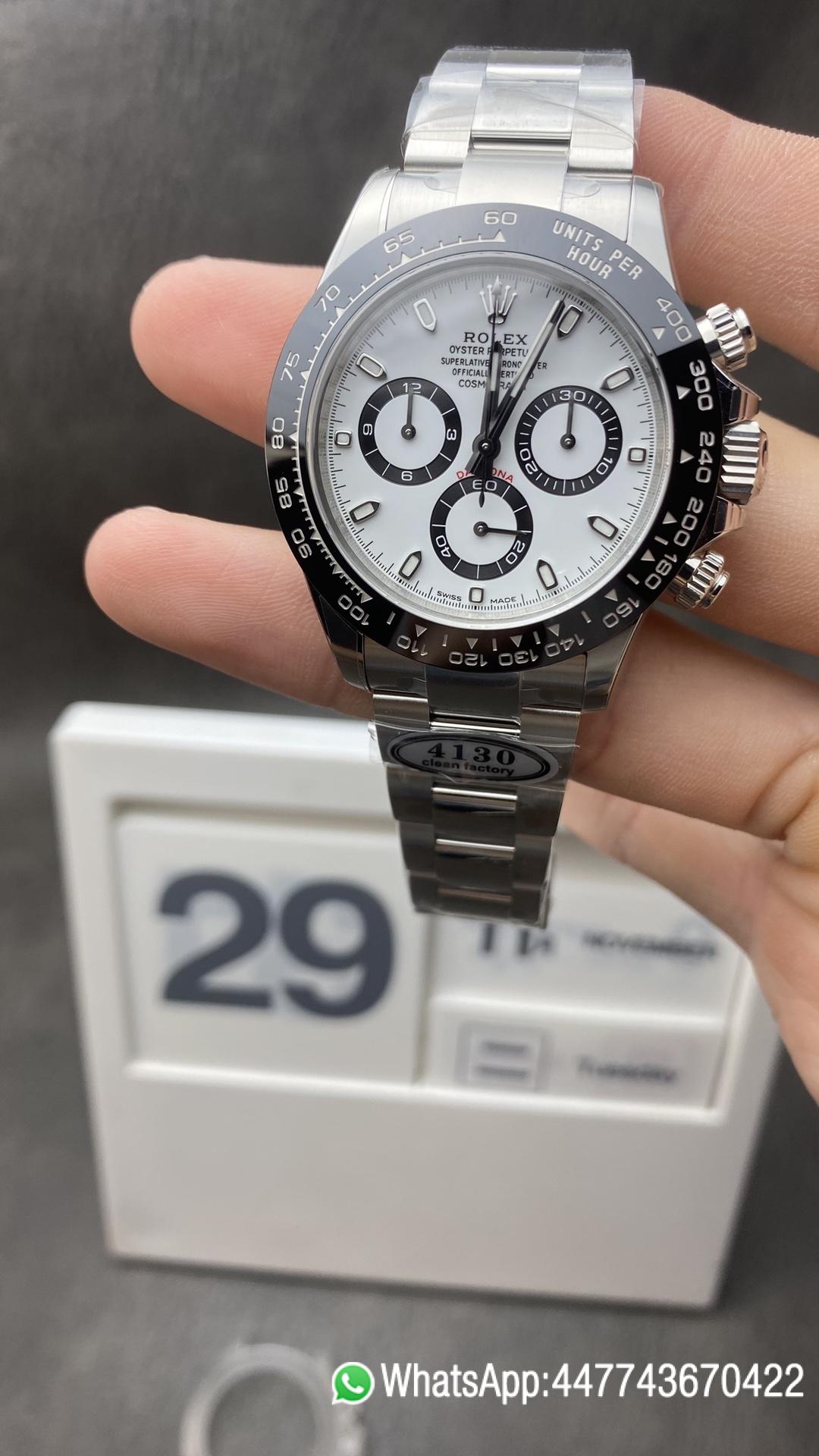 Victory Factory 11 Daytona 116500 904L SS Case and Bracelet White Dial SA4130 V2 Clean Factory 11 Daytona 116500 904L SS Case and Bracelet White Dial SA4130 V2