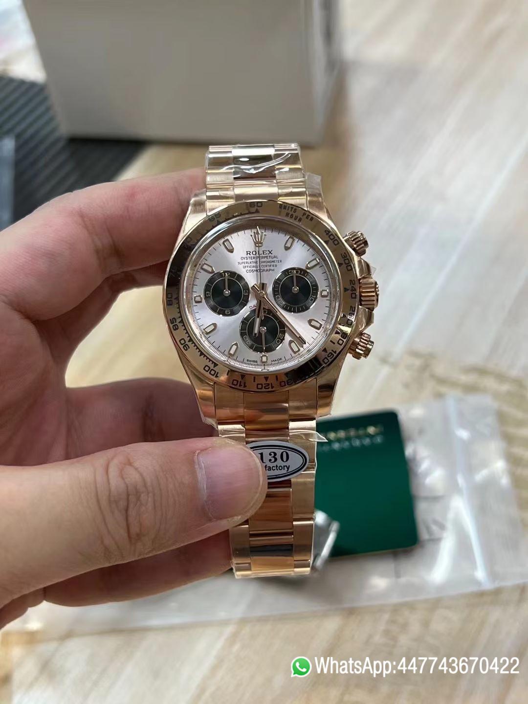 Victory Factory Daytona 116505 Rose Gold Case Bracelet Silver Dail Black Chrono Dial DD4130 Superclone Movement 01 Clean Factory Daytona 116505 Rose Gold Case Bracelet Silver Dail Black Chrono Dial DD4130 Superclone Movement 01