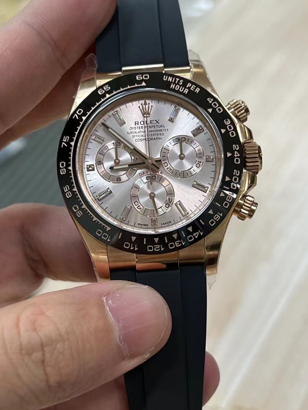 Victory Factory Daytona 116515 Role Gold Case Black Ceramic Bezel Sundust Set with Diamonds Dial Oystelflex Strap DD4130 Movement 00 Clean Factory Daytona 116515 Role Gold Case Black Ceramic Bezel Sundust Set with Diamonds Dial Oystelflex Strap DD4130 Movement 00