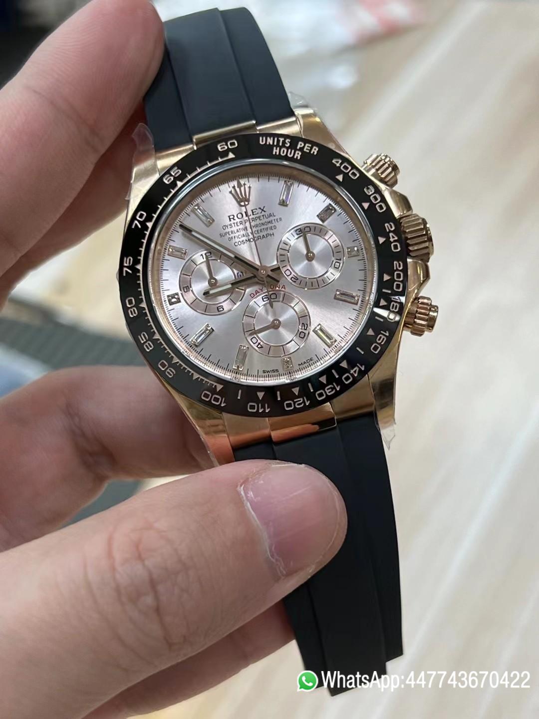 Victory Factory Daytona 116515 Role Gold Case Black Ceramic Bezel Sundust Set with Diamonds Dial Oystelflex Strap DD4130 Movement 02 Clean Factory Daytona 116515 Role Gold Case Black Ceramic Bezel Sundust Set with Diamonds Dial Oystelflex Strap DD4130 Movement 02