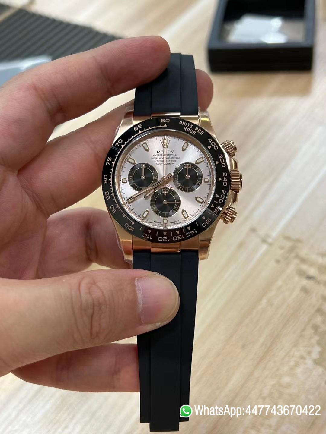 Victory Factory Daytona 116515 Rose Gold Case Black Ceramic Bezel Sundust Dial Black Sub Dial Oysterflex Strap DD4130 Movement 01 Clean Factory Daytona 116515 Rose Gold Case Black Ceramic Bezel Sundust Dial Black Sub Dial Oysterflex Strap DD4130 Movement 01