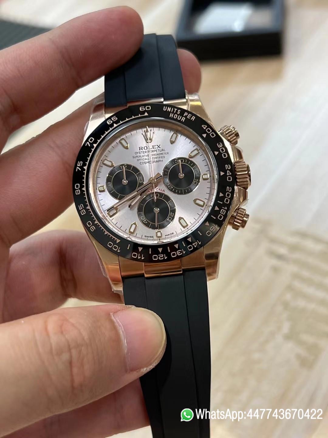 Victory Factory Daytona 116515 Rose Gold Case Black Ceramic Bezel Sundust Dial Black Sub Dial Oysterflex Strap DD4130 Movement 02 Clean Factory Daytona 116515 Rose Gold Case Black Ceramic Bezel Sundust Dial Black Sub Dial Oysterflex Strap DD4130 Movement 02