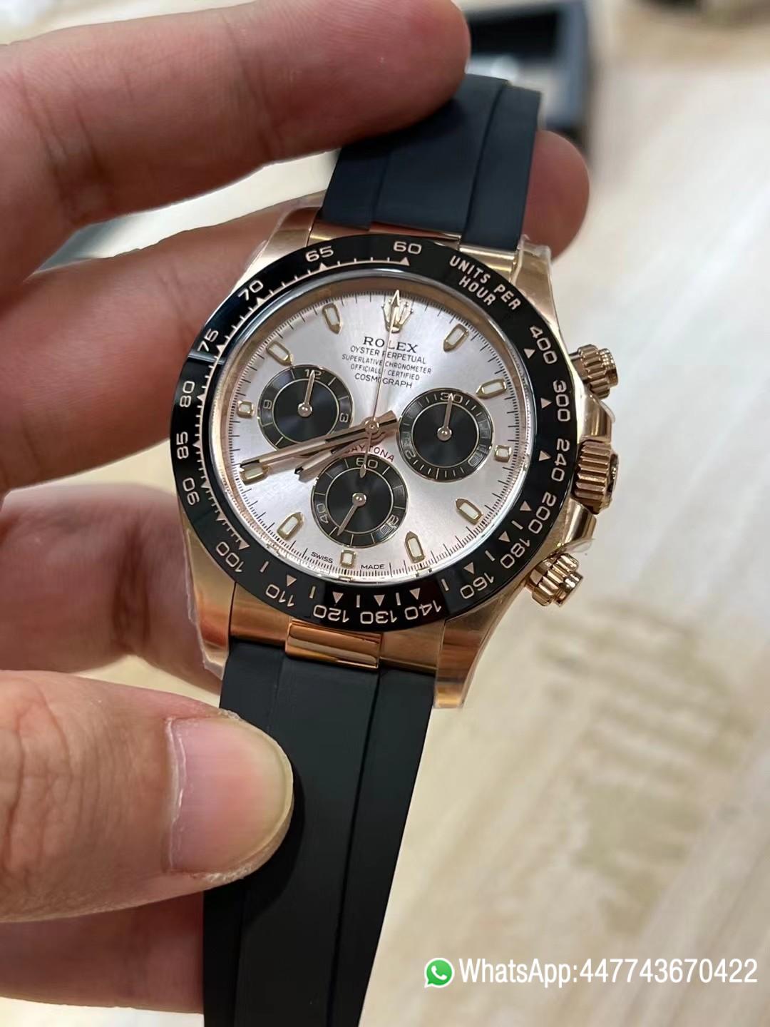 Victory Factory Daytona 116515 Rose Gold Case Black Ceramic Bezel Sundust Dial Black Sub Dial Oysterflex Strap DD4130 Movement 03 Clean Factory Daytona 116515 Rose Gold Case Black Ceramic Bezel Sundust Dial Black Sub Dial Oysterflex Strap DD4130 Movement 03