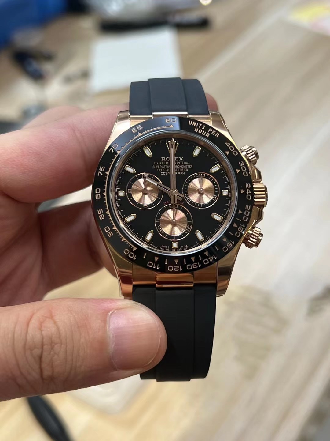 Victory Factory Daytona 116515 Rose Gold Case Black Dial Pink Chrono Dial Black Ceramica Bezel DD4130 Movement Oysterflex Strap 01 Clean Factory Daytona 116515 Rose Gold Case Black Dial Pink Chrono Dial Black Ceramica Bezel DD4130 Movement Oysterflex Strap 01