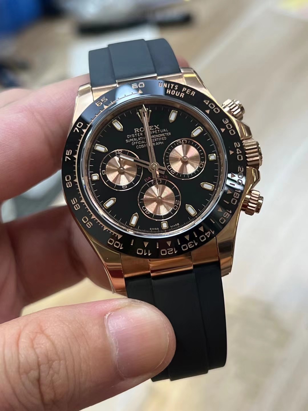 Victory Factory Daytona 116515 Rose Gold Case Black Dial Pink Chrono Dial Black Ceramica Bezel DD4130 Movement Oysterflex Strap 02 Clean Factory Daytona 116515 Rose Gold Case Black Dial Pink Chrono Dial Black Ceramica Bezel DD4130 Movement Oysterflex Strap 02