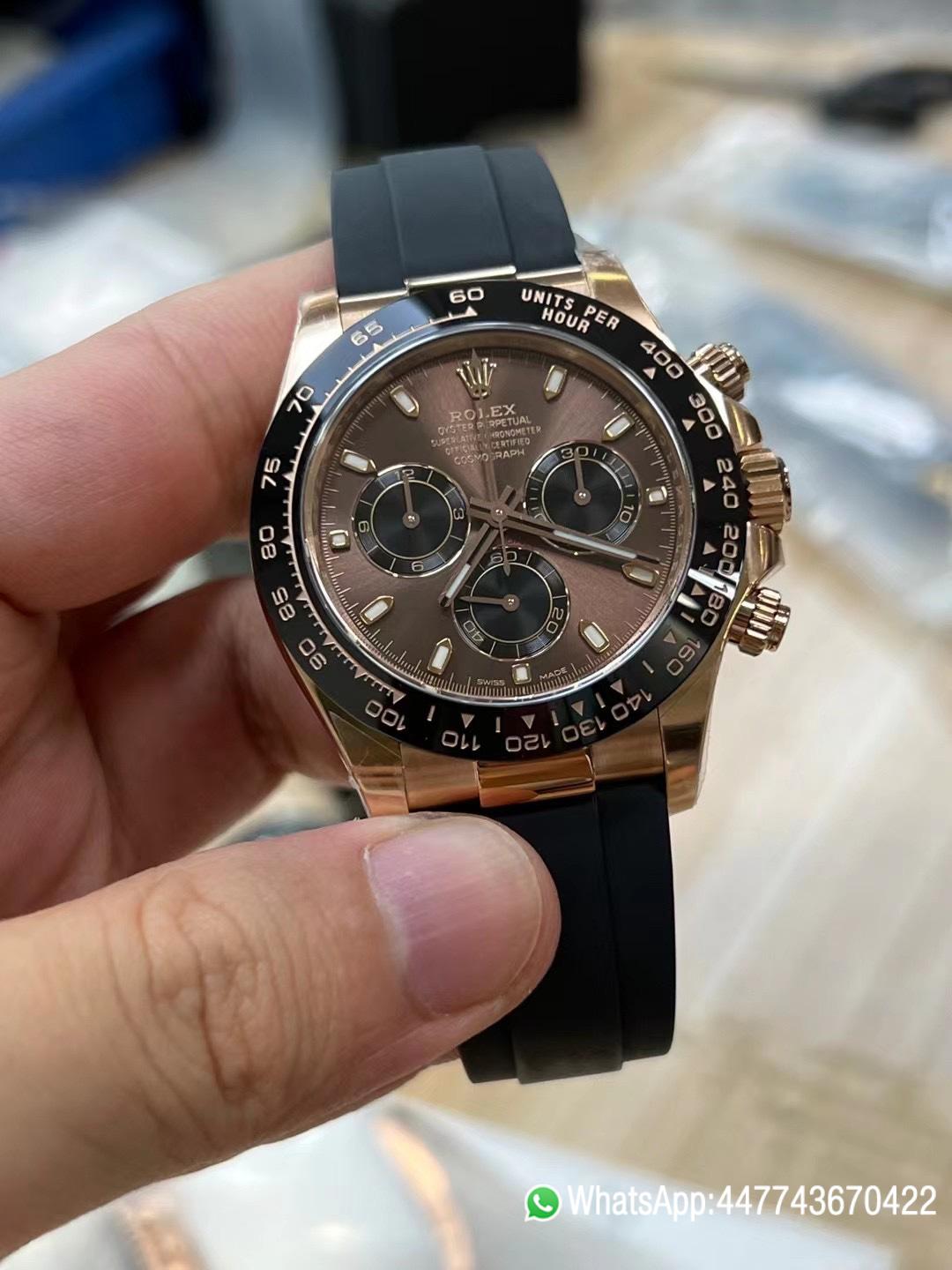 Victory Factory Daytona 116515 Rose Gold Case Chocolate Dial Black Chrono Dial DanDong 4130 Movement Oysterflex Strap 02 Clean Factory Daytona 116515 Rose Gold Case Chocolate Dial Black Chrono Dial DanDong 4130 Movement Oysterflex Strap 02