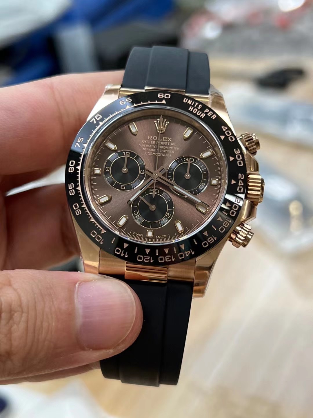 Victory Factory Daytona 116515 Rose Gold Case Chocolate Dial Black Chrono Dial DanDong 4130 Movement Oysterflex Strap 03 Clean Factory Daytona 116515 Rose Gold Case Chocolate Dial Black Chrono Dial DanDong 4130 Movement Oysterflex Strap 03