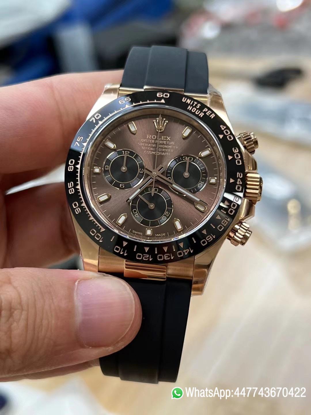 Victory Factory Daytona 116515 Rose Gold Case Chocolate Dial Black Chrono Dial DanDong 4130 Movement Oysterflex Strap 03 Clean Factory Daytona 116515 Rose Gold Case Chocolate Dial Black Chrono Dial DanDong 4130 Movement Oysterflex Strap 03