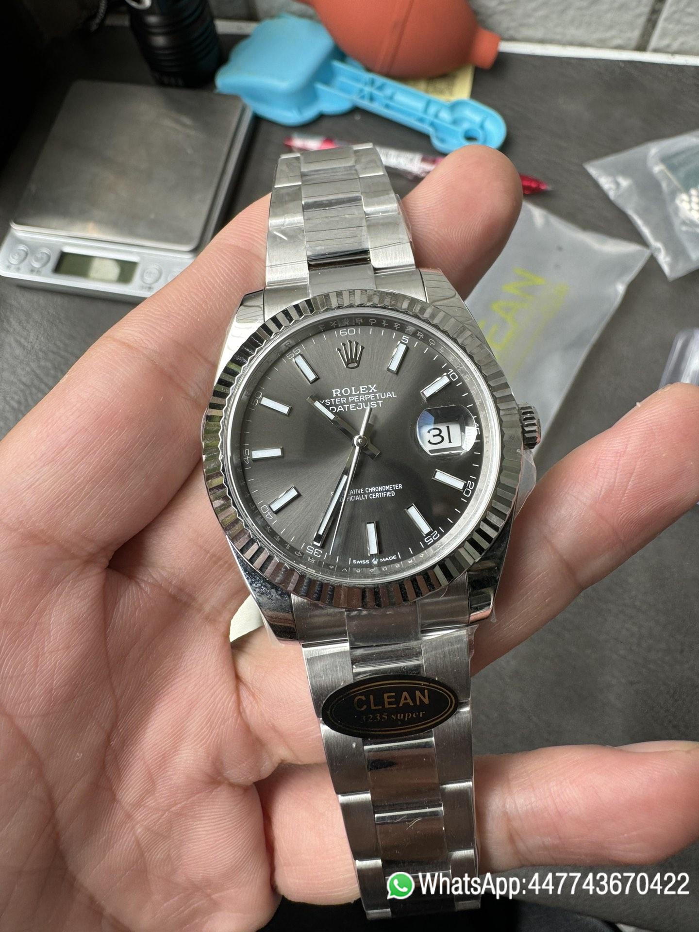 Victory Factory Rolex DateJust 41 126334 0013 Grey Dial on Oyster Bracelet Superclone 3235 Movement 01 Clean Factory Rolex DateJust 41 126334 0013 Grey Dial on Oyster Bracelet Superclone 3235 Movement 01