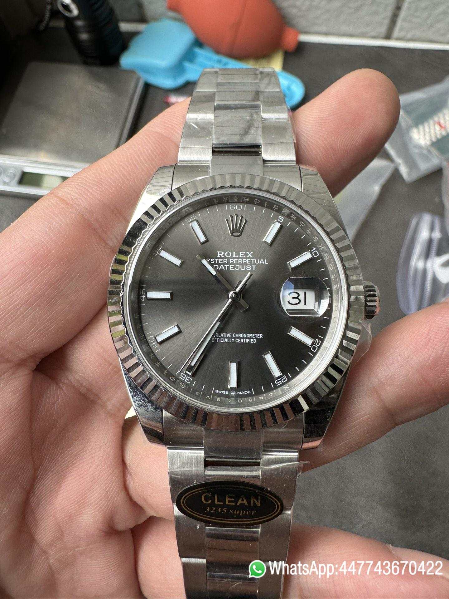 Victory Factory Rolex DateJust 41 126334 0013 Grey Dial on Oyster Bracelet Superclone 3235 Movement 02 Clean Factory Rolex DateJust 41 126334 0013 Grey Dial on Oyster Bracelet Superclone 3235 Movement 02