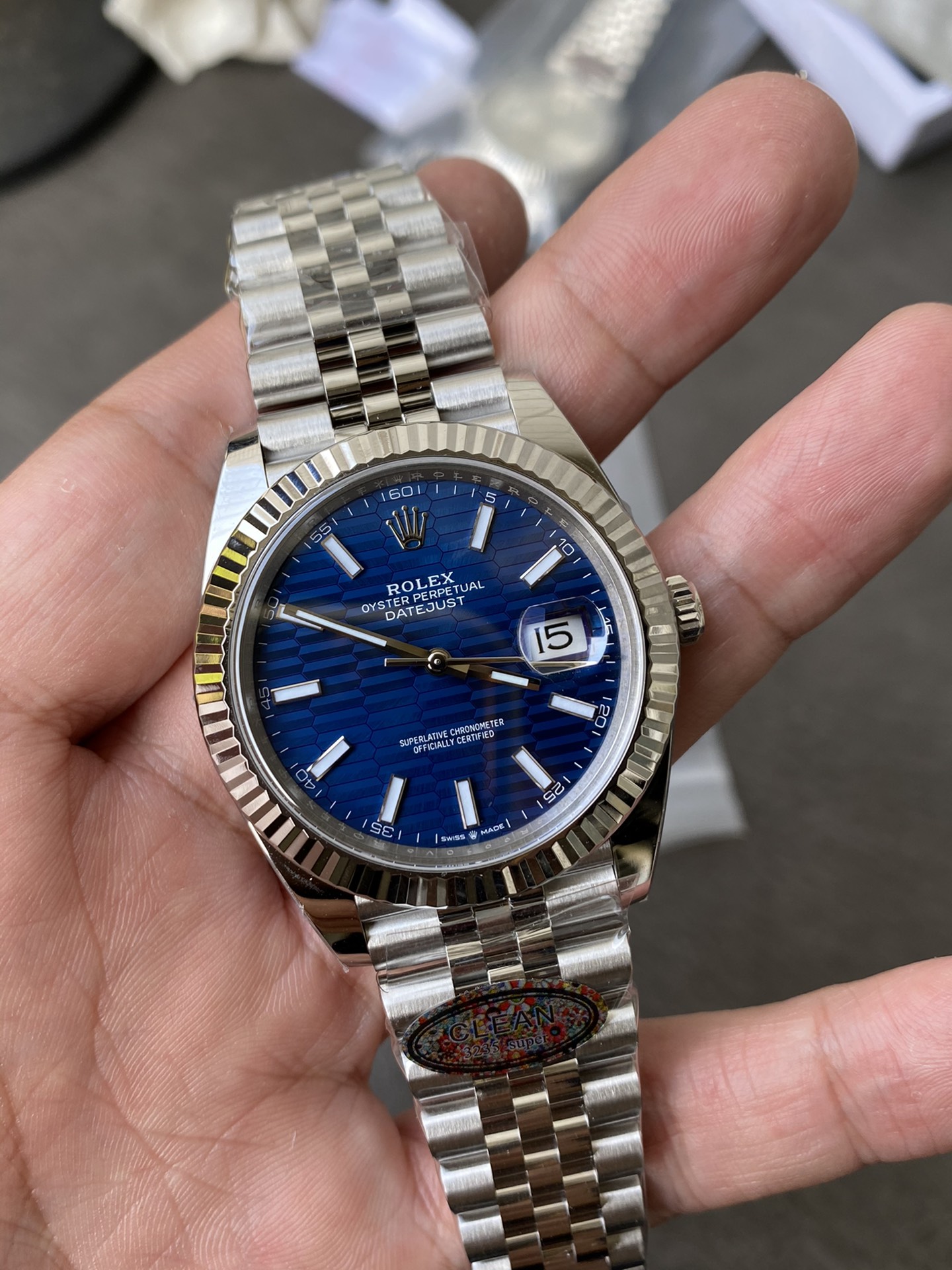 Victory Factory Rolex DateJust 41 126334 Bright Blue Fluted Motif Dial on Jubilee Bracelet Superclone 3235 Movement 01 Clean Factory Rolex DateJust 41 126334 Bright Blue Fluted Motif Dial on Jubilee Bracelet Superclone 3235 Movement 01