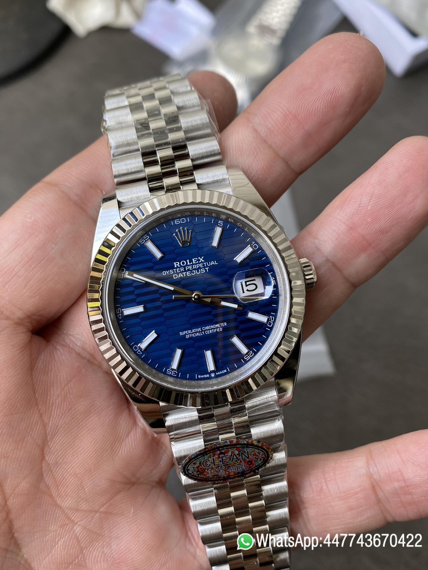 Victory Factory Rolex DateJust 41 126334 Bright Blue Fluted Motif Dial on Jubilee Bracelet Superclone 3235 Movement 01 Clean Factory Rolex DateJust 41 126334 Bright Blue Fluted Motif Dial on Jubilee Bracelet Superclone 3235 Movement 01