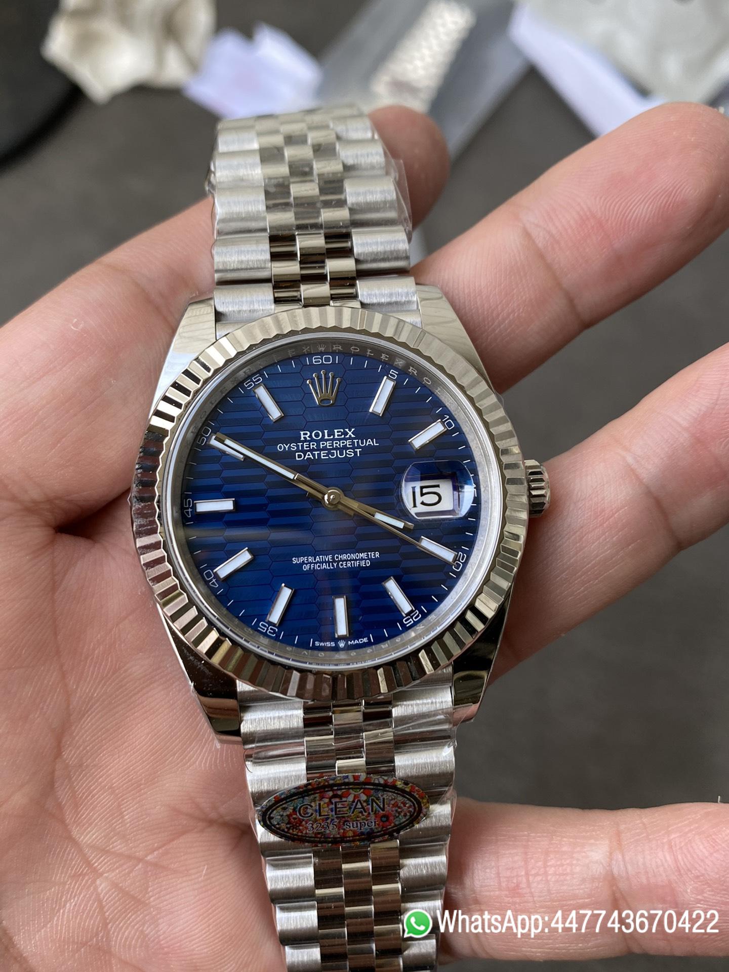Victory Factory Rolex DateJust 41 126334 Bright Blue Fluted Motif Dial on Jubilee Bracelet Superclone 3235 Movement 02 Clean Factory Rolex DateJust 41 126334 Bright Blue Fluted Motif Dial on Jubilee Bracelet Superclone 3235 Movement 02