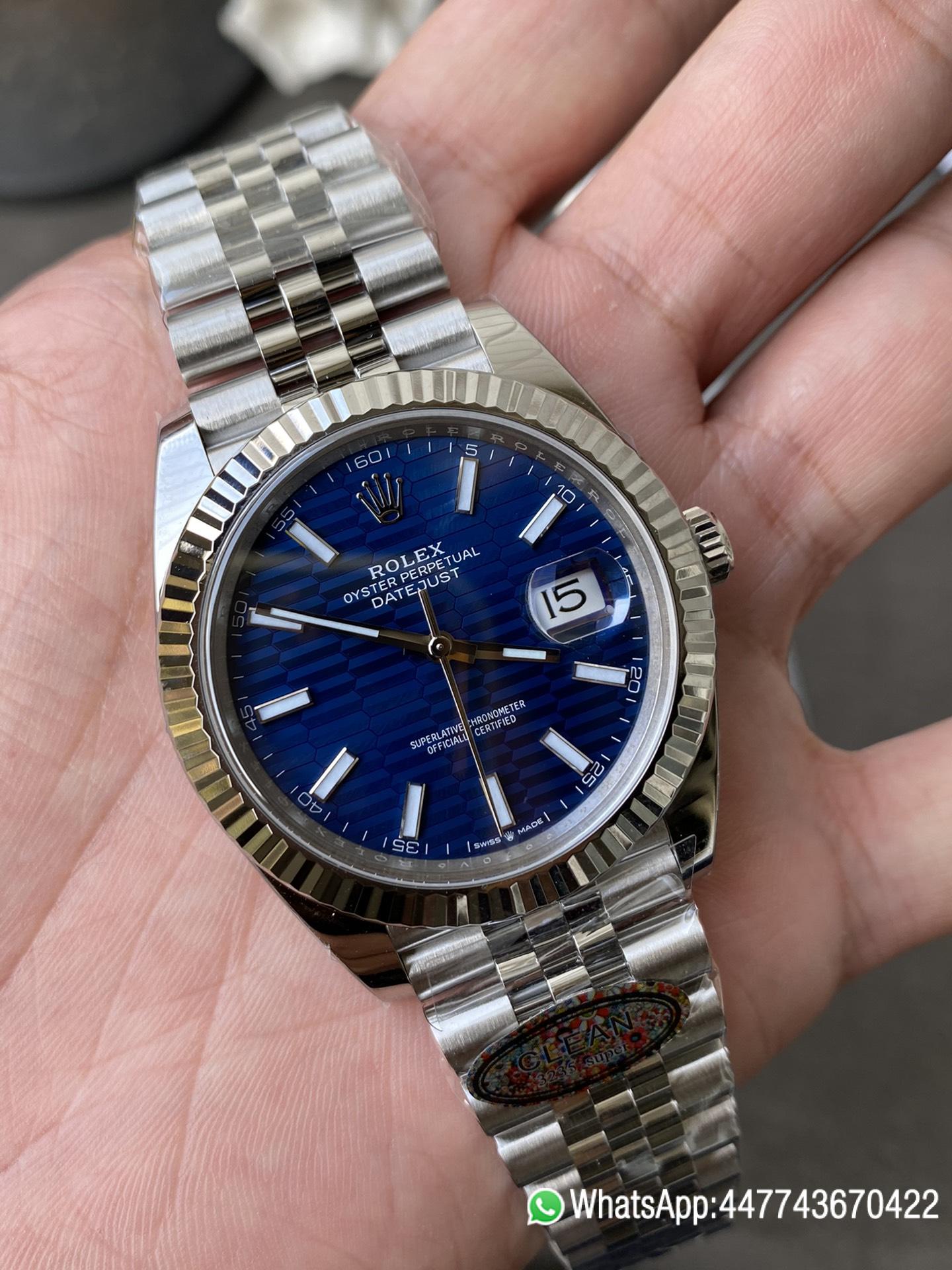 Victory Factory Rolex DateJust 41 126334 Bright Blue Fluted Motif Dial on Jubilee Bracelet Superclone 3235 Movement 03 Clean Factory Rolex DateJust 41 126334 Bright Blue Fluted Motif Dial on Jubilee Bracelet Superclone 3235 Movement 03